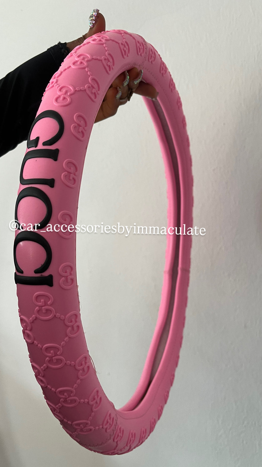 GG (pink Barbie and black) car steering wheel cover