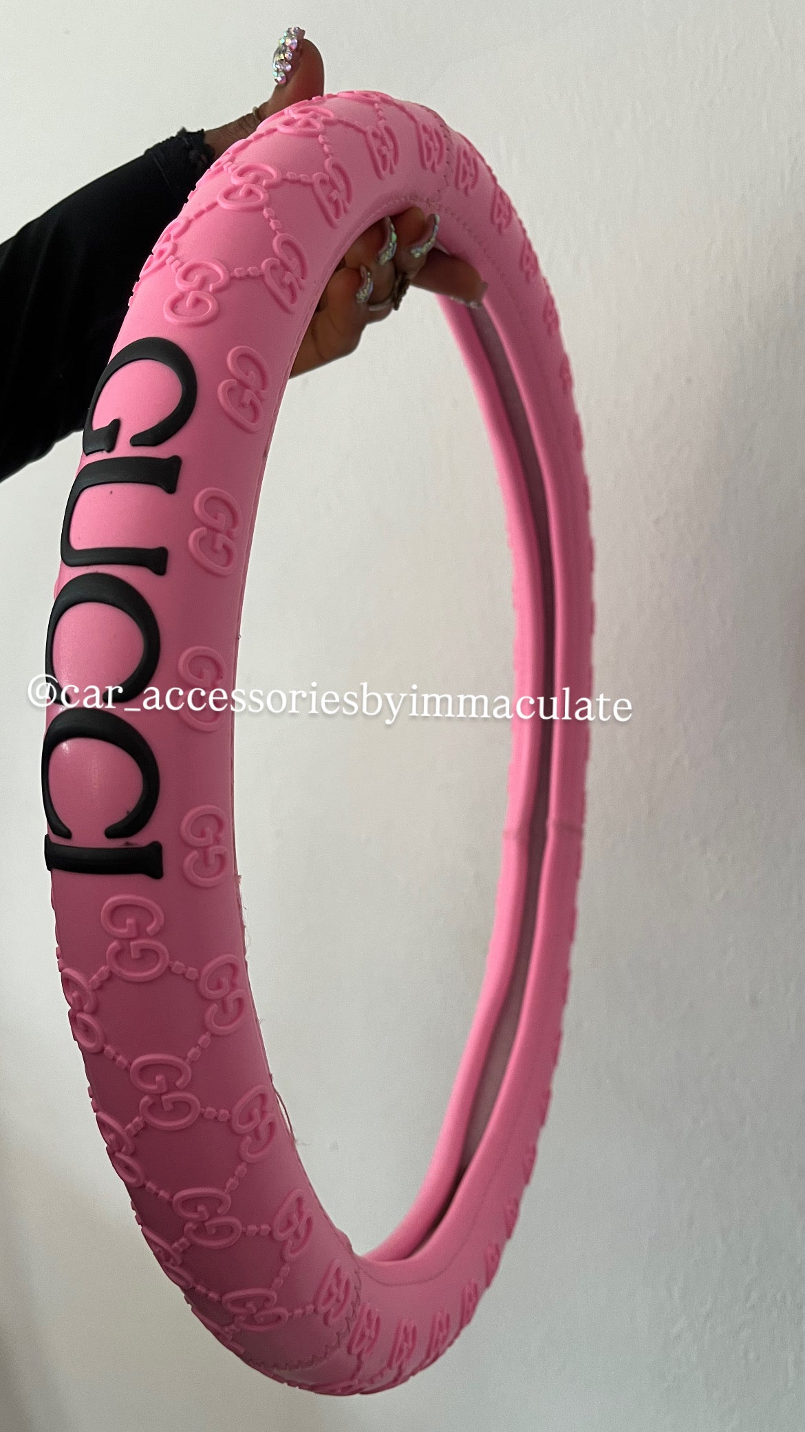 GG (pink Barbie and black) car steering wheel cover
