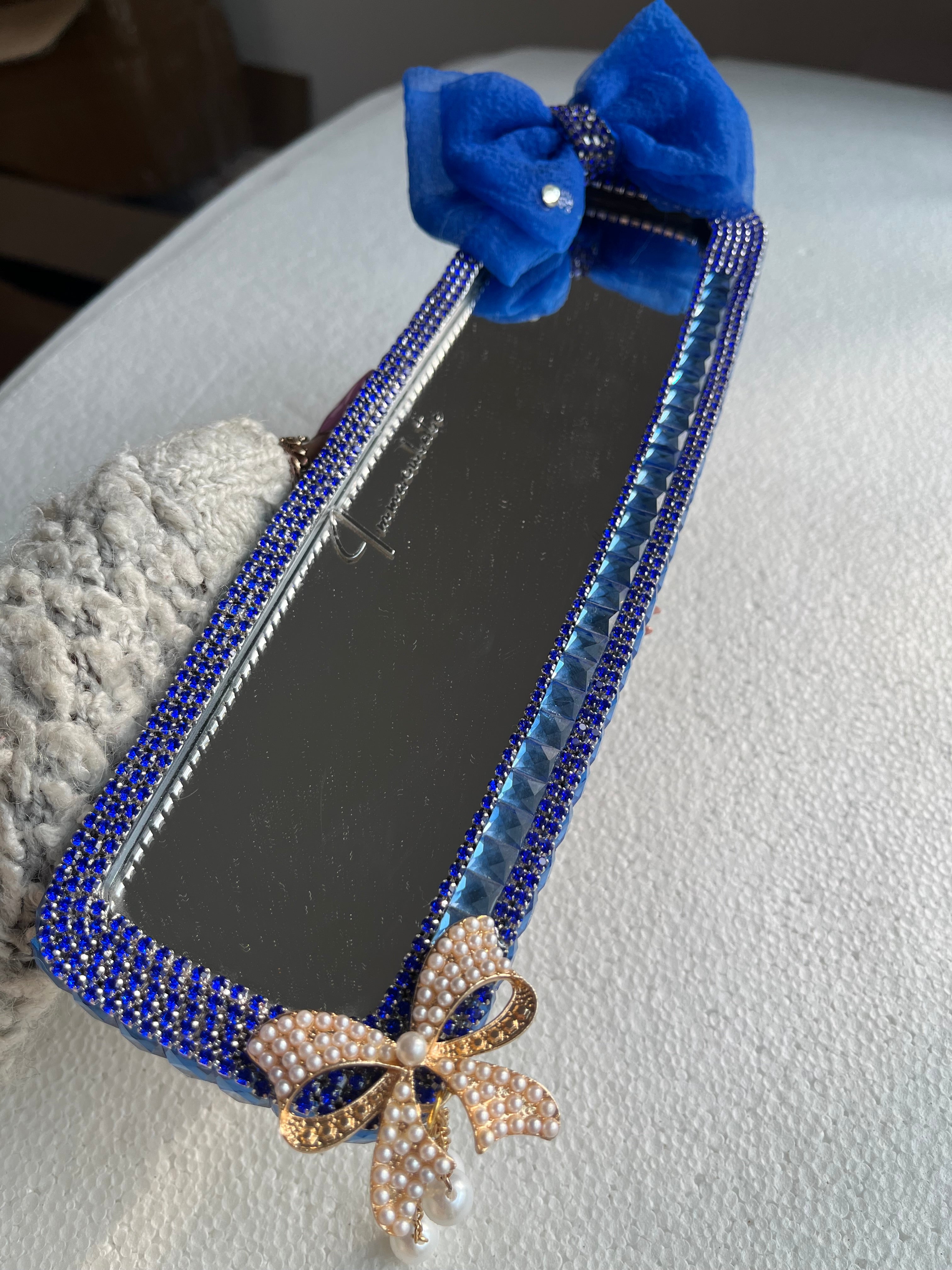 Royal Blue diamond encrusted rear view mirror cover