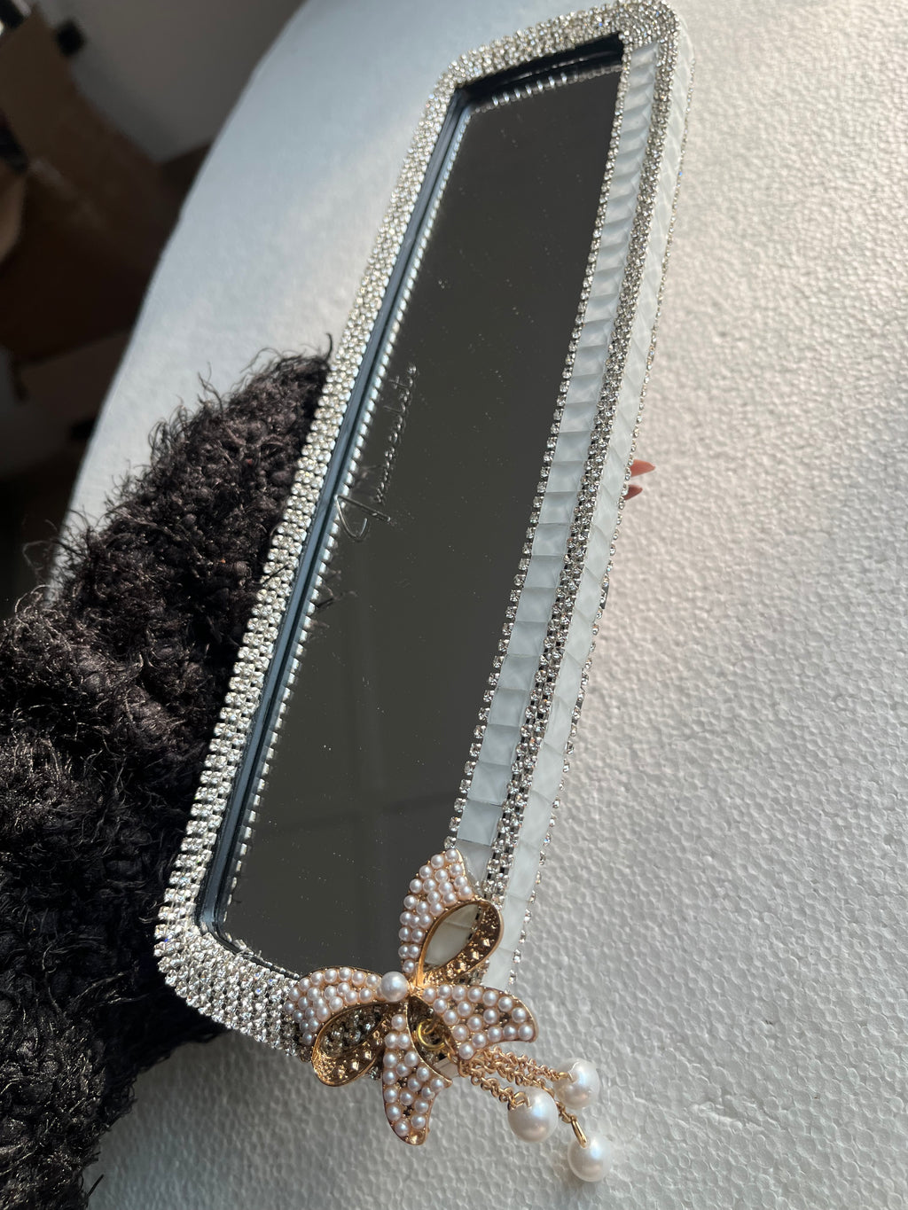 Icy white (plain) diamond encrusted rear view cover