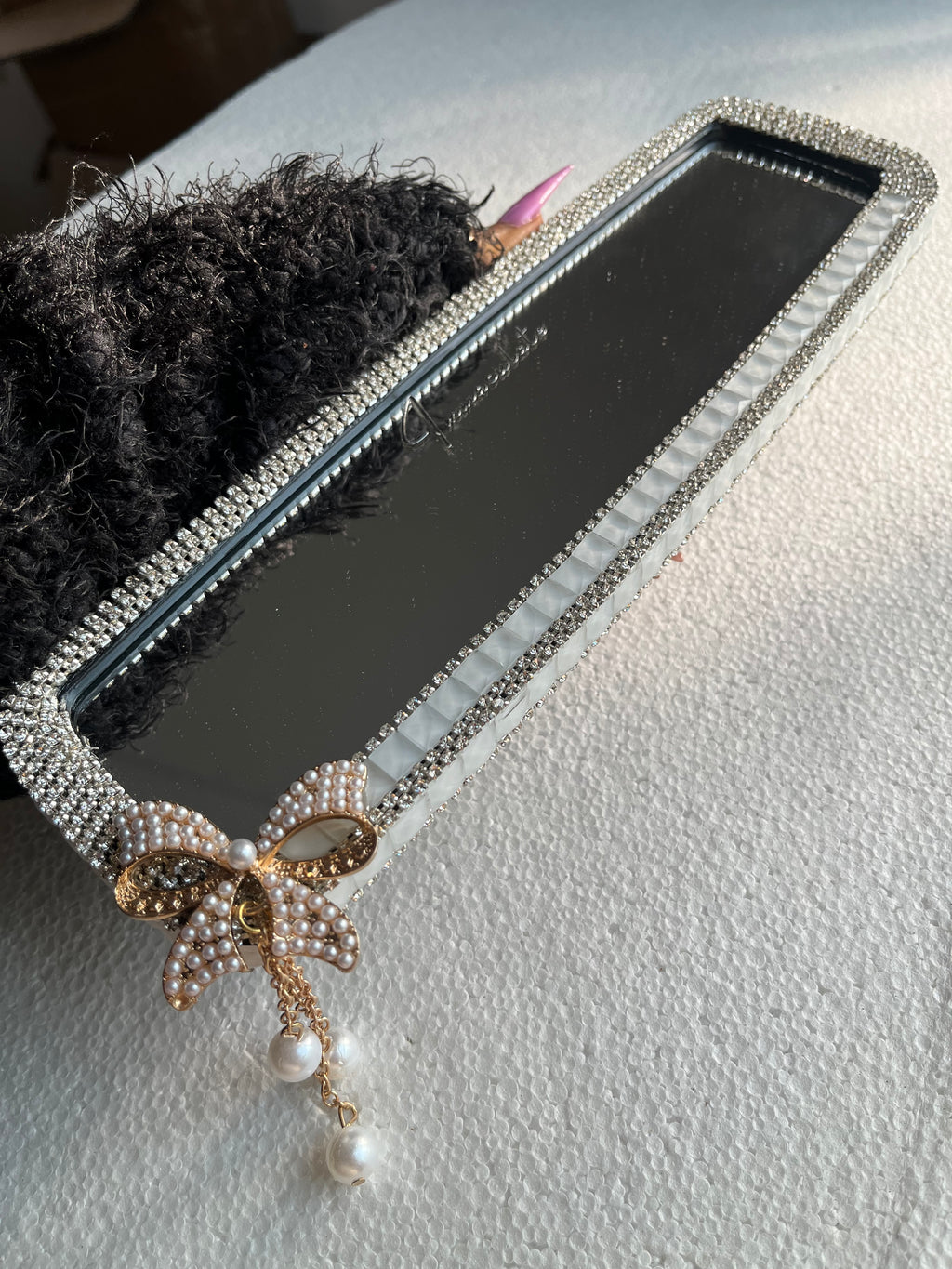 Icy white (plain) diamond encrusted rear view cover