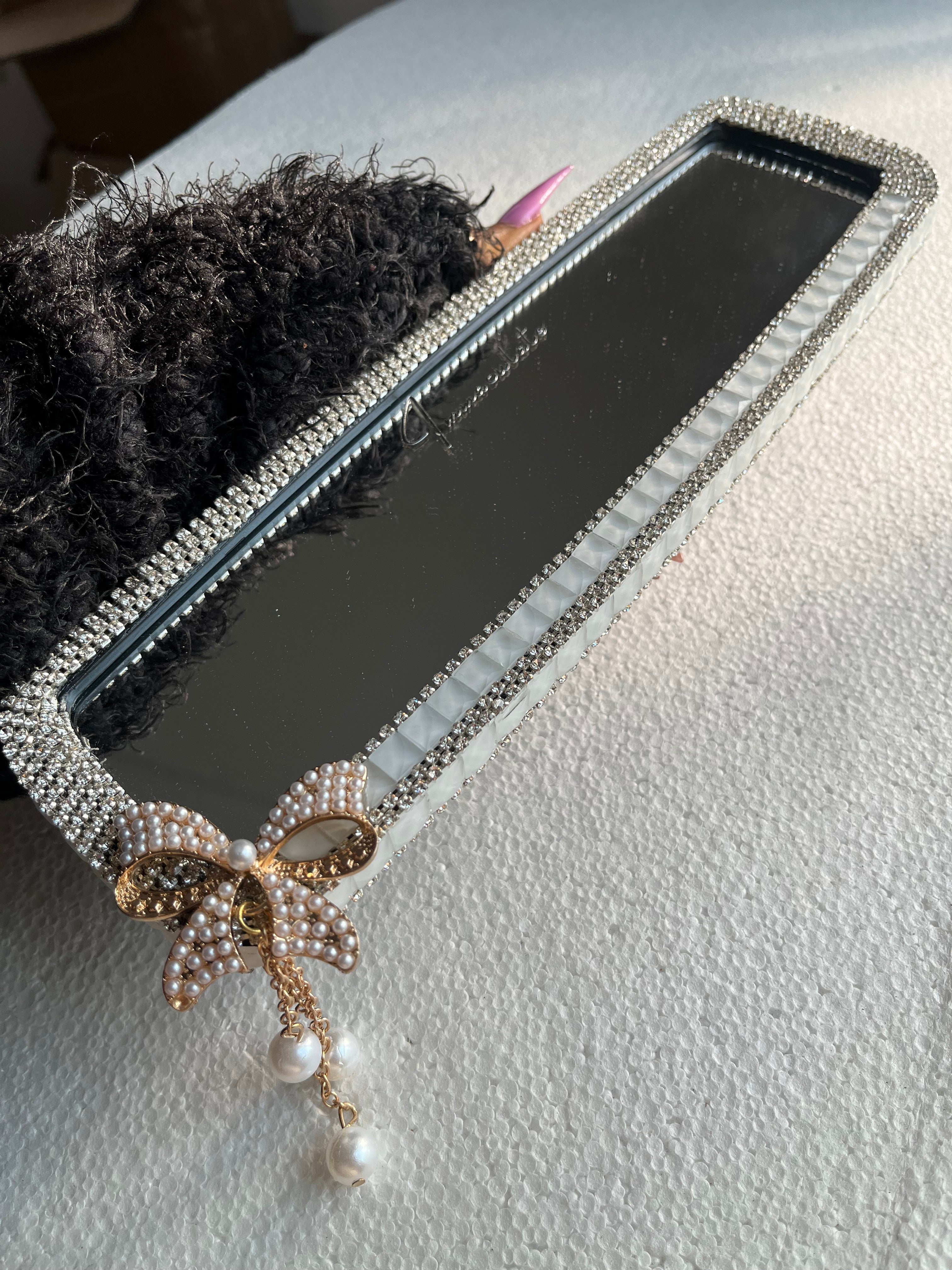 Icy white (plain) diamond encrusted rear view cover