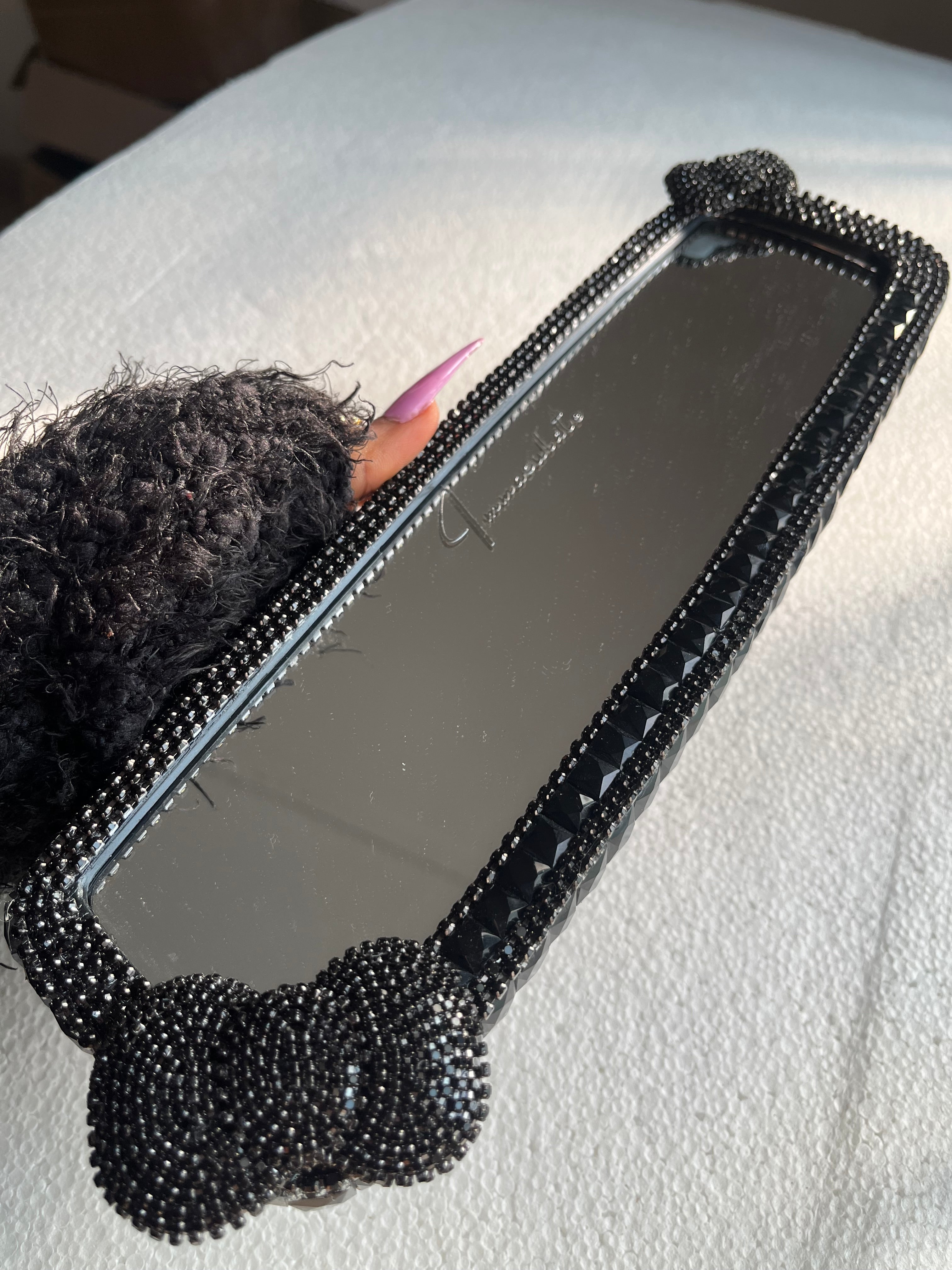 Bow (double) Black car rear view mirror cover decor