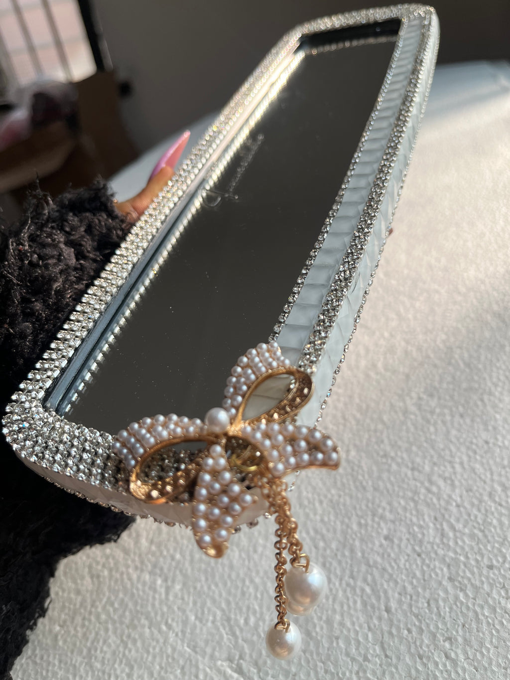 Icy white (plain) diamond encrusted rear view cover