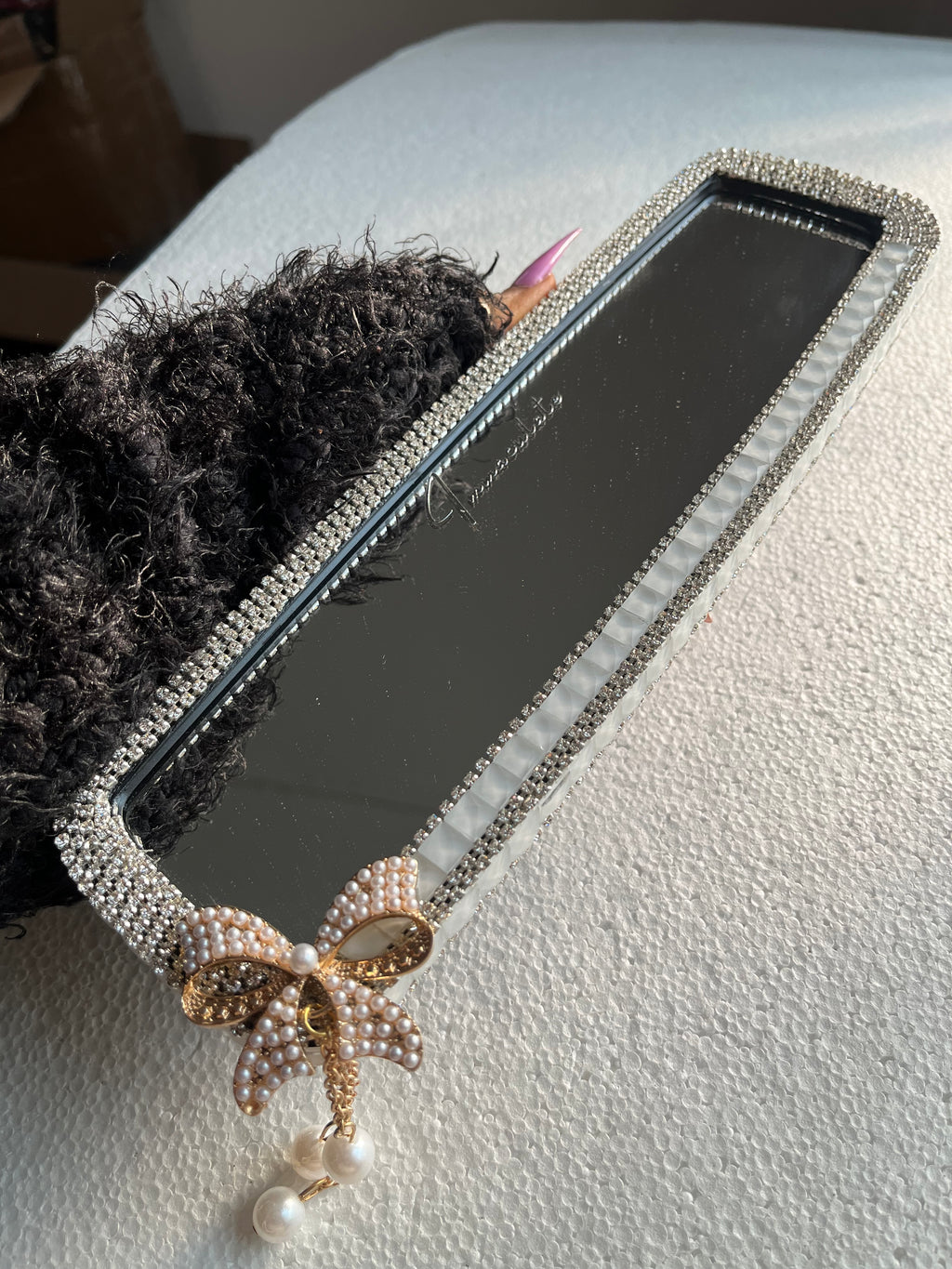 Icy white (plain) diamond encrusted rear view cover