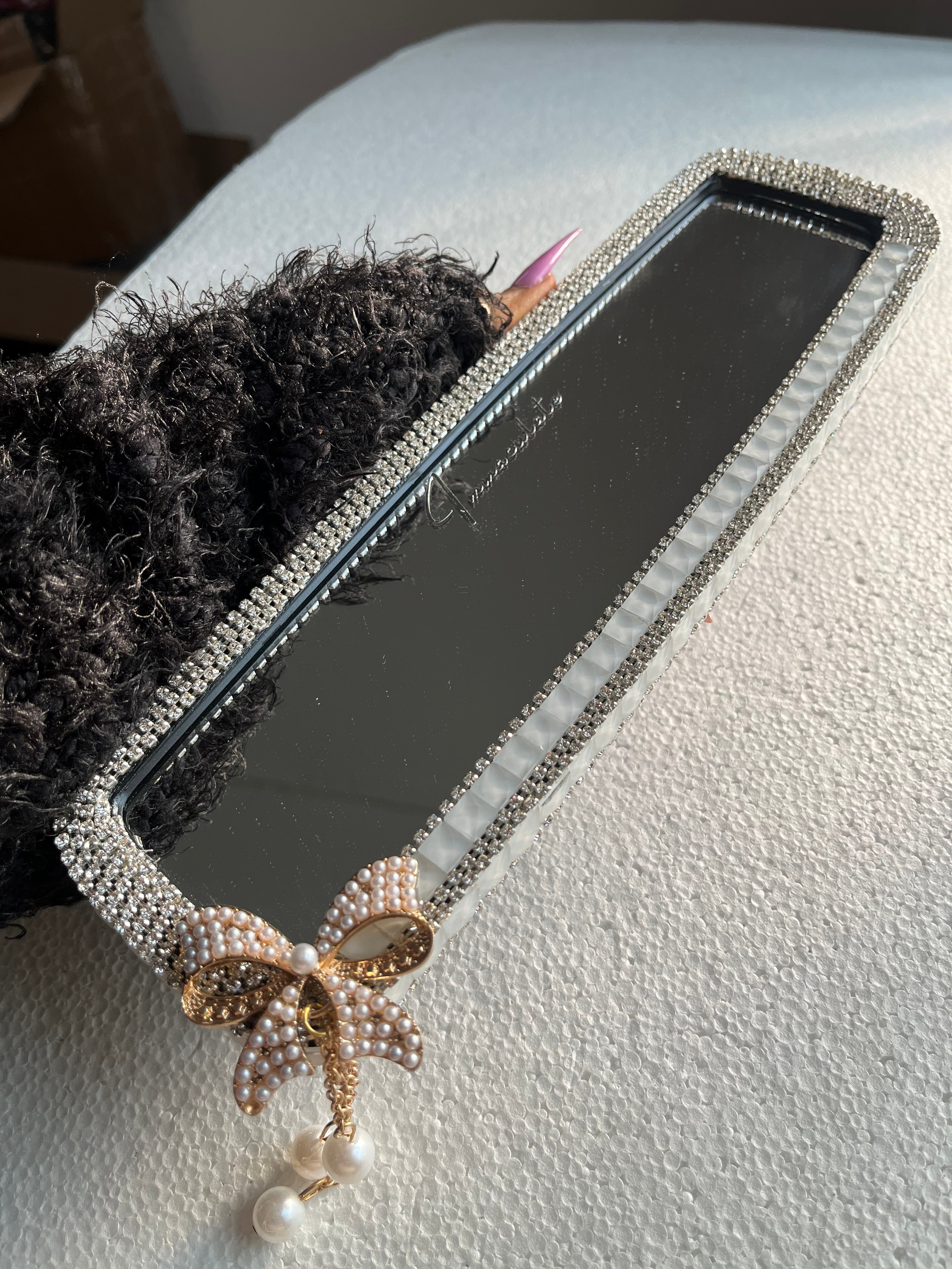 Icy white (plain) diamond encrusted rear view cover