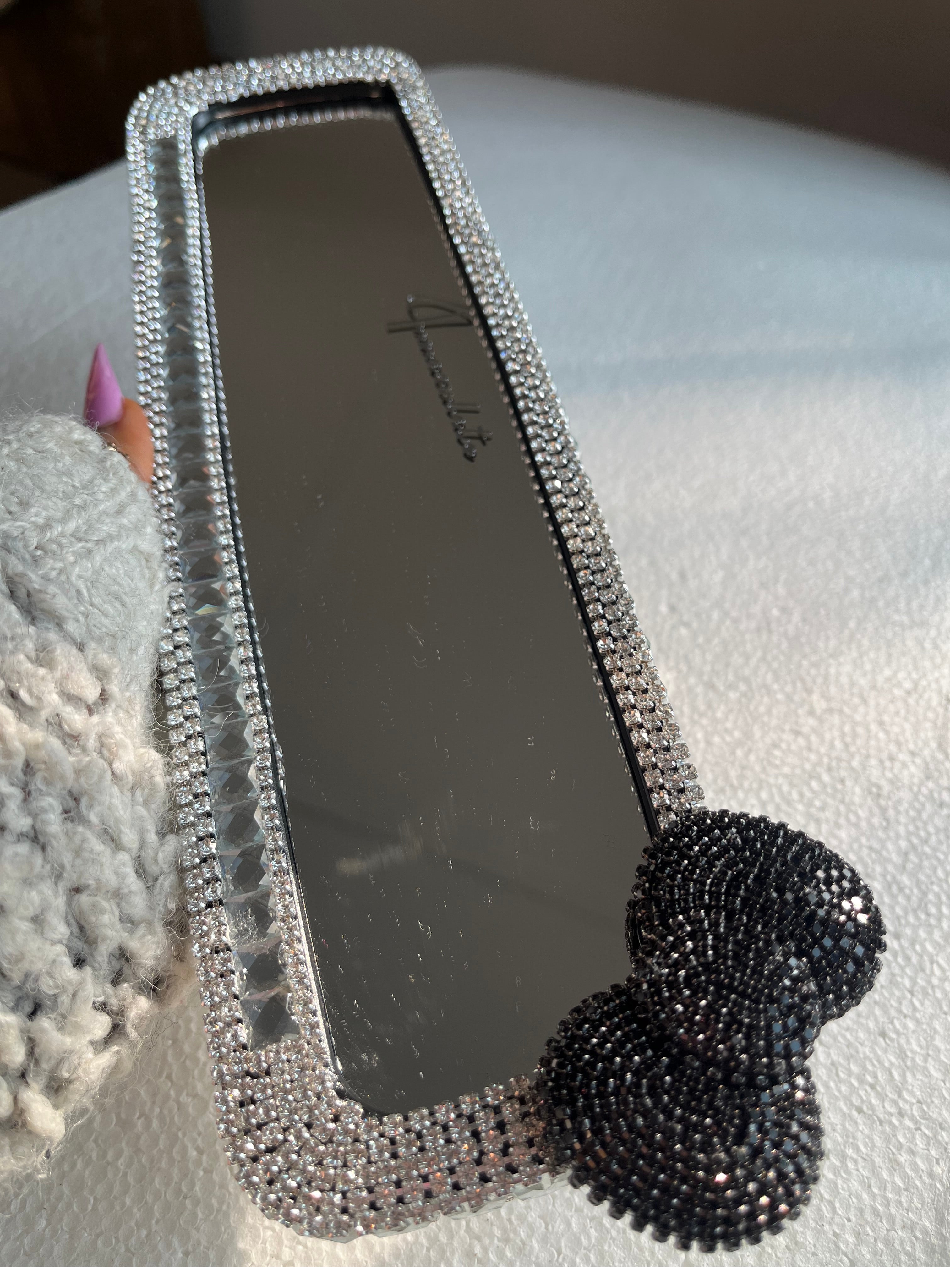Hello Kitty black crystal clear diamond encrusted rear view mirror cover