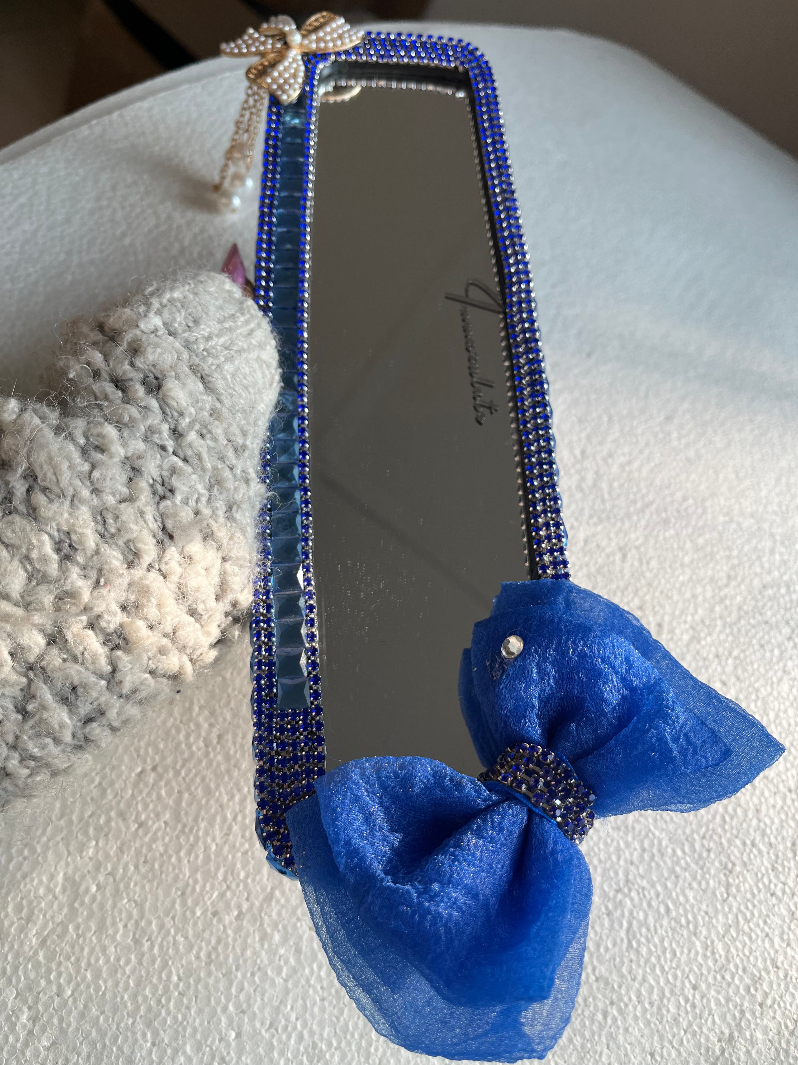 Royal Blue diamond encrusted rear view mirror cover