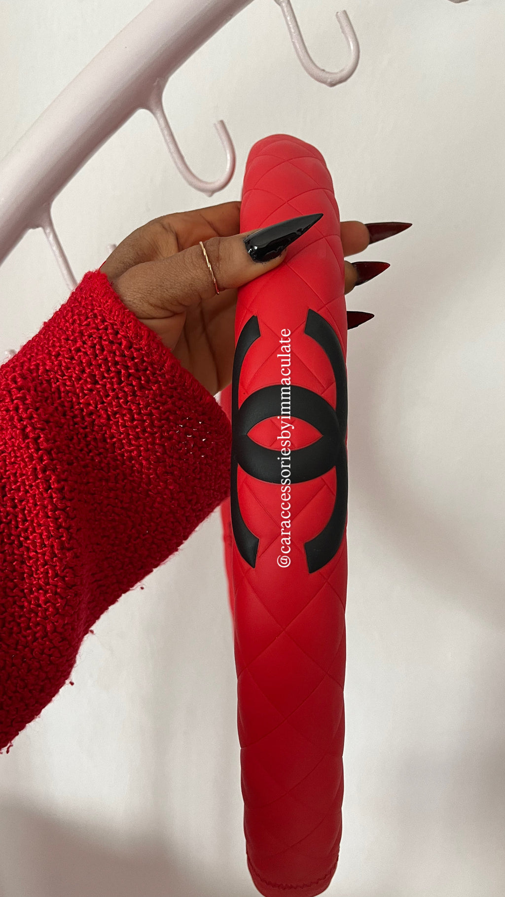 Cc (Red and Black) car steering wheel cover