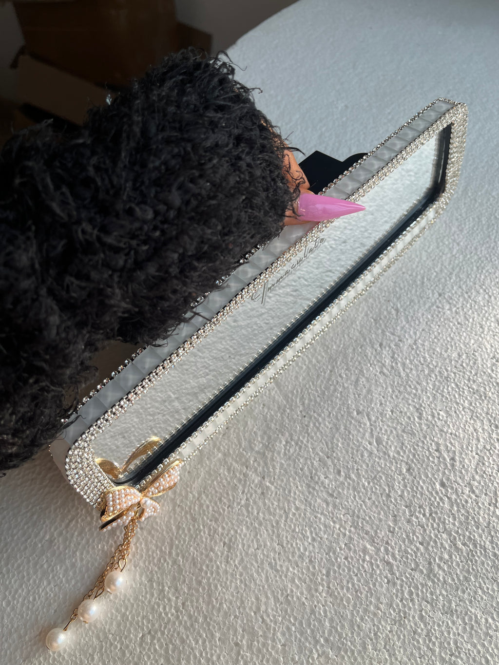 Icy white (plain) diamond encrusted rear view cover