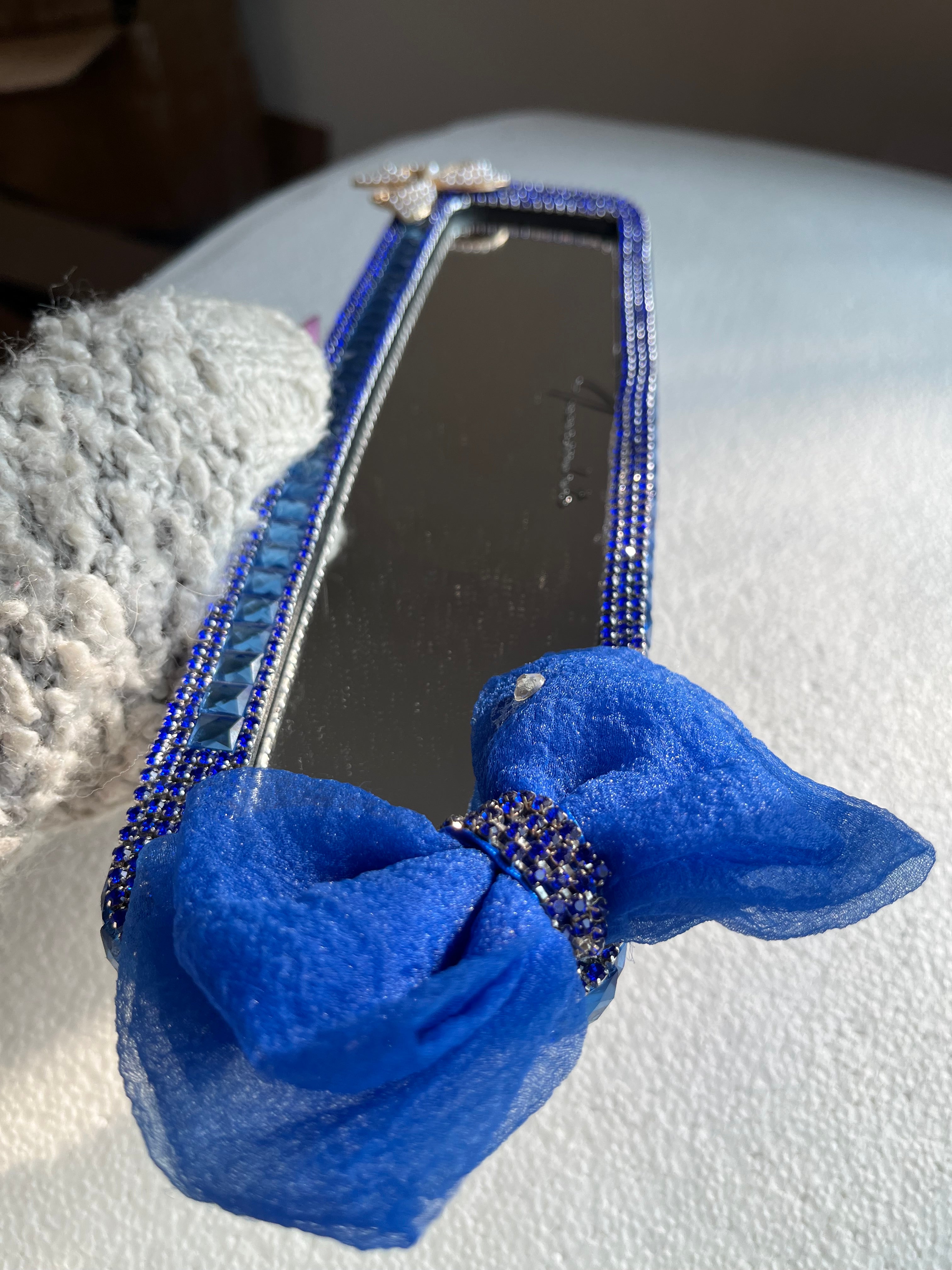Royal Blue diamond encrusted rear view mirror cover
