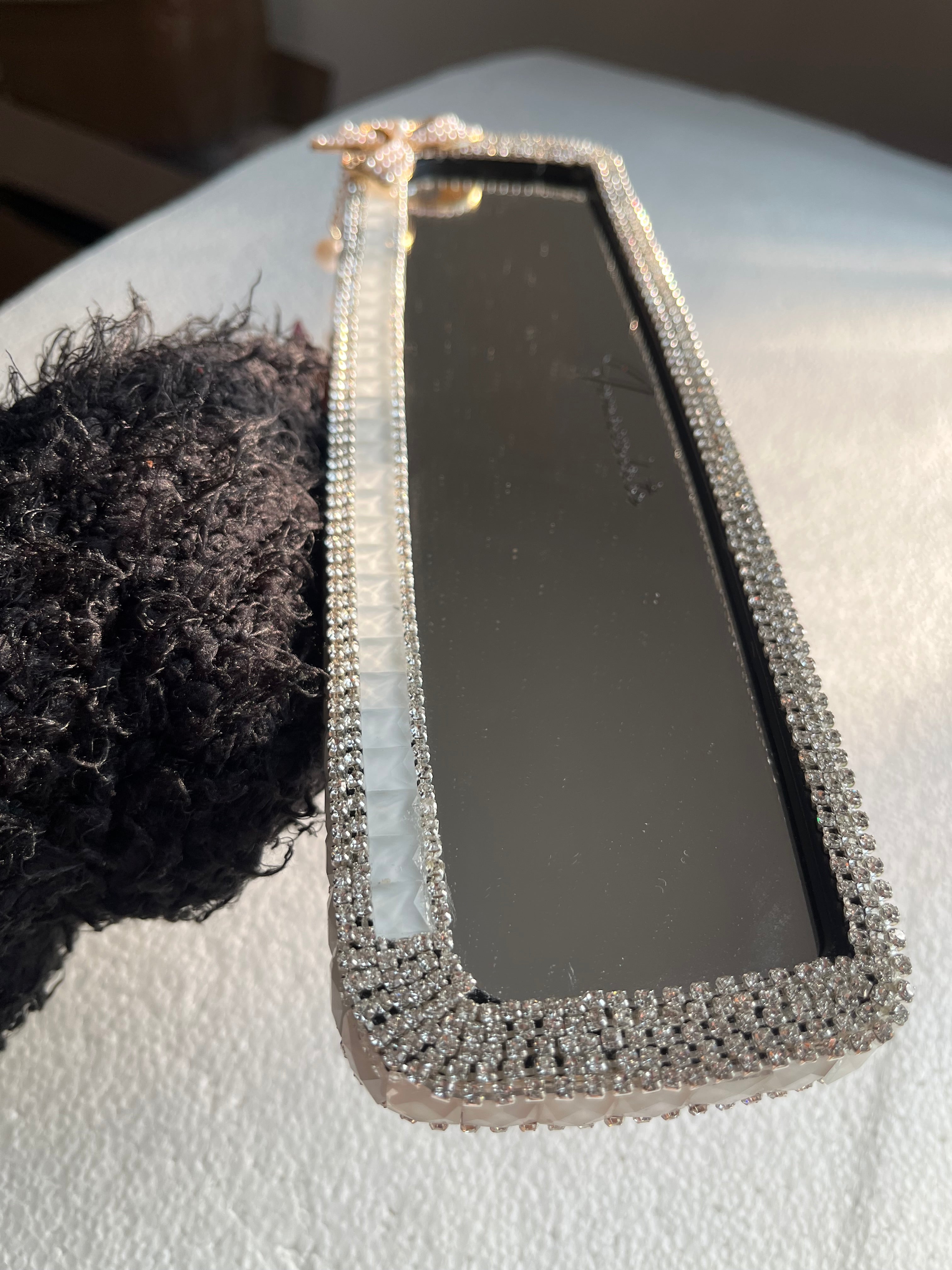 Icy white (plain) diamond encrusted rear view cover