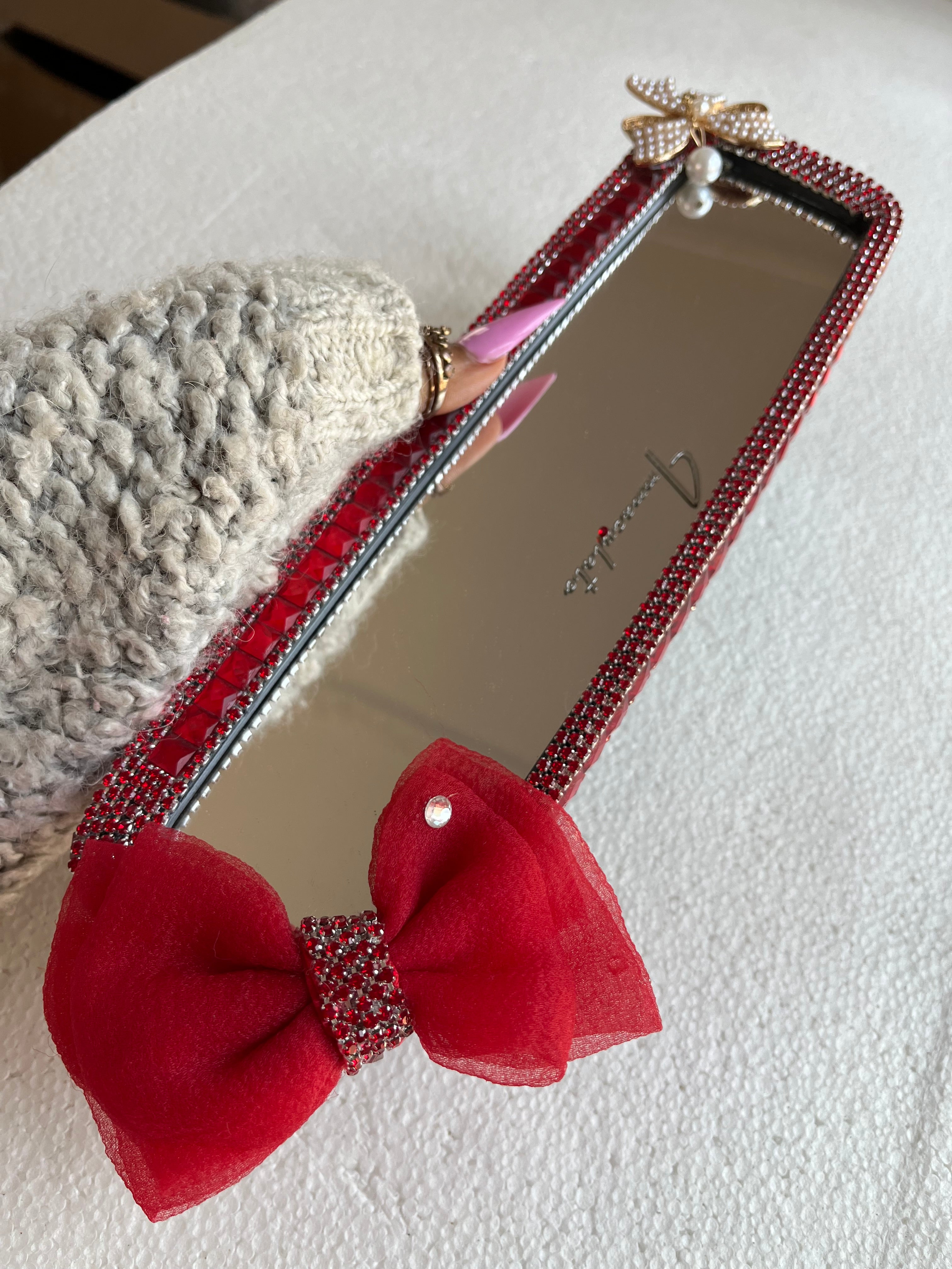 Bow Crystal (Red) Diamond encrusted car rear view mirror cover