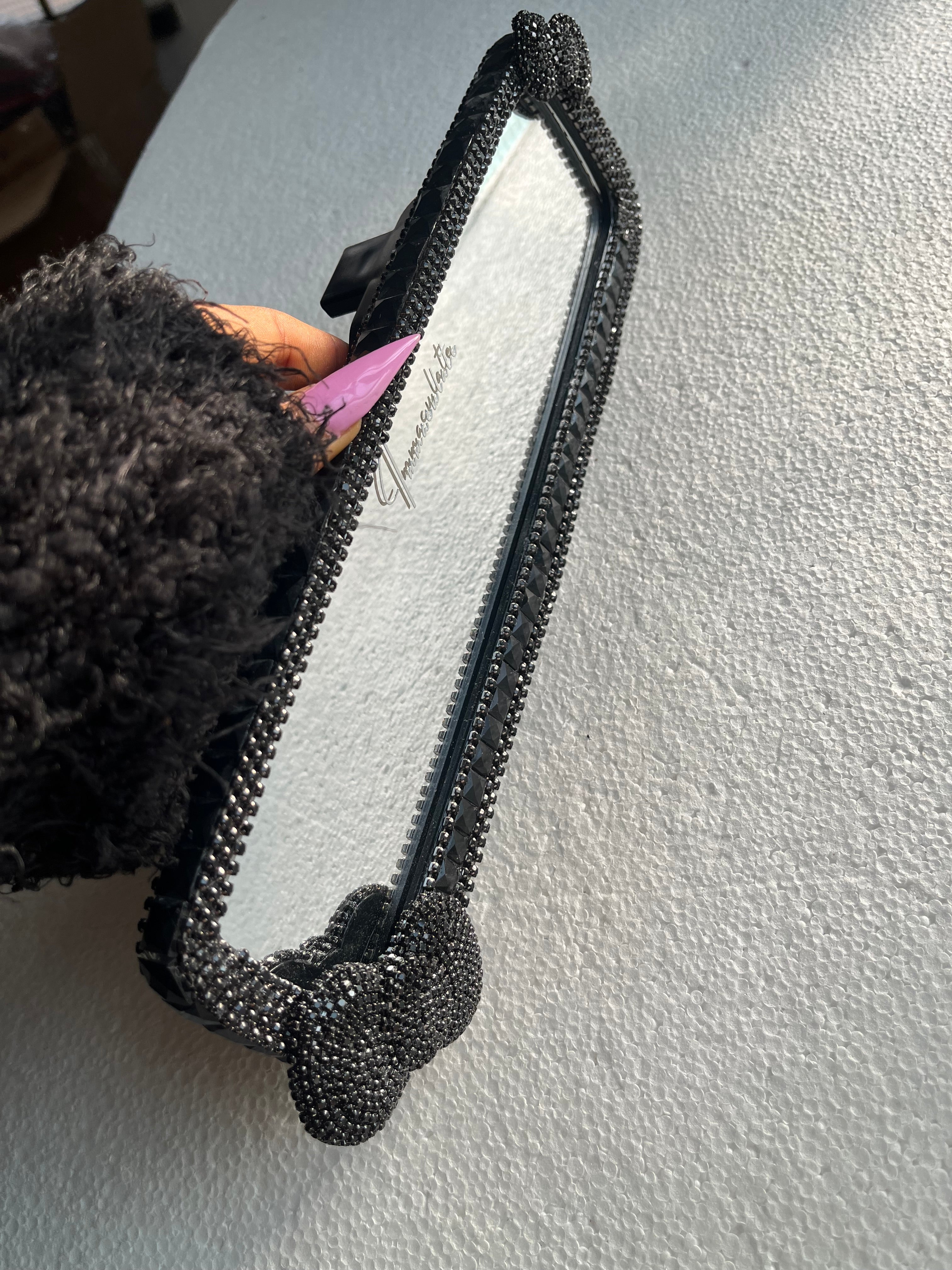 Bow (double) Black car rear view mirror cover decor