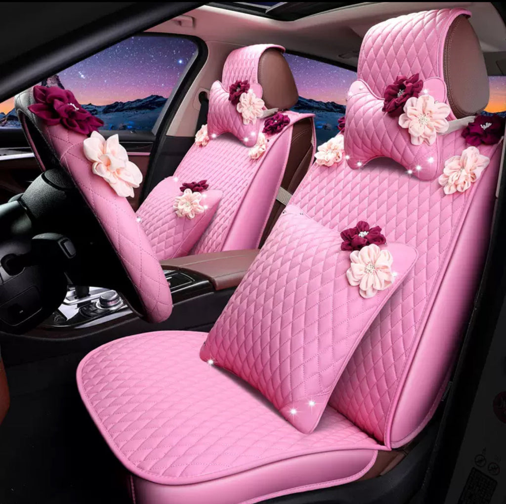 Flower (pink)leather car seat cover
