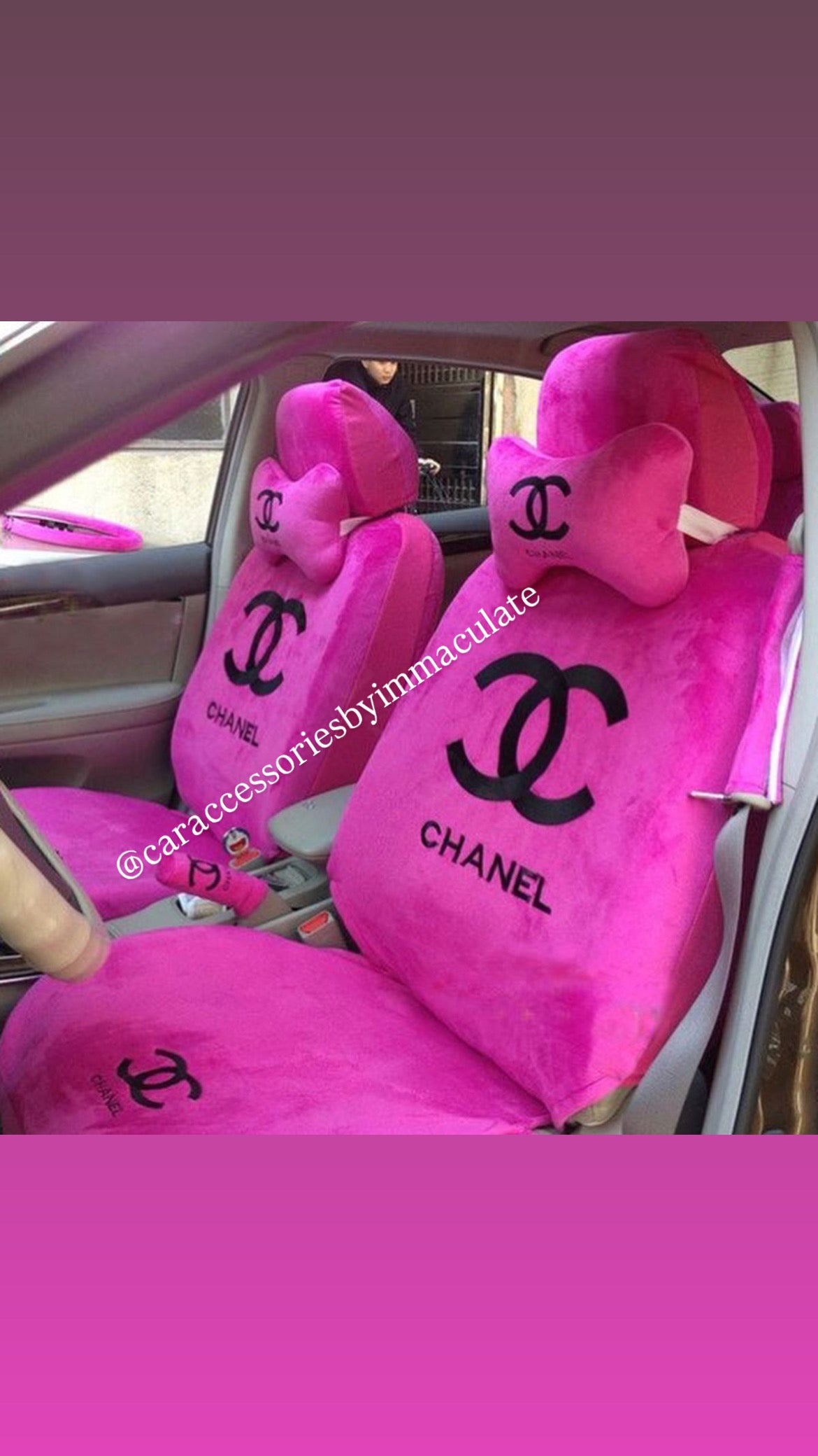 Cc (Hot pink and black ) car seat cover