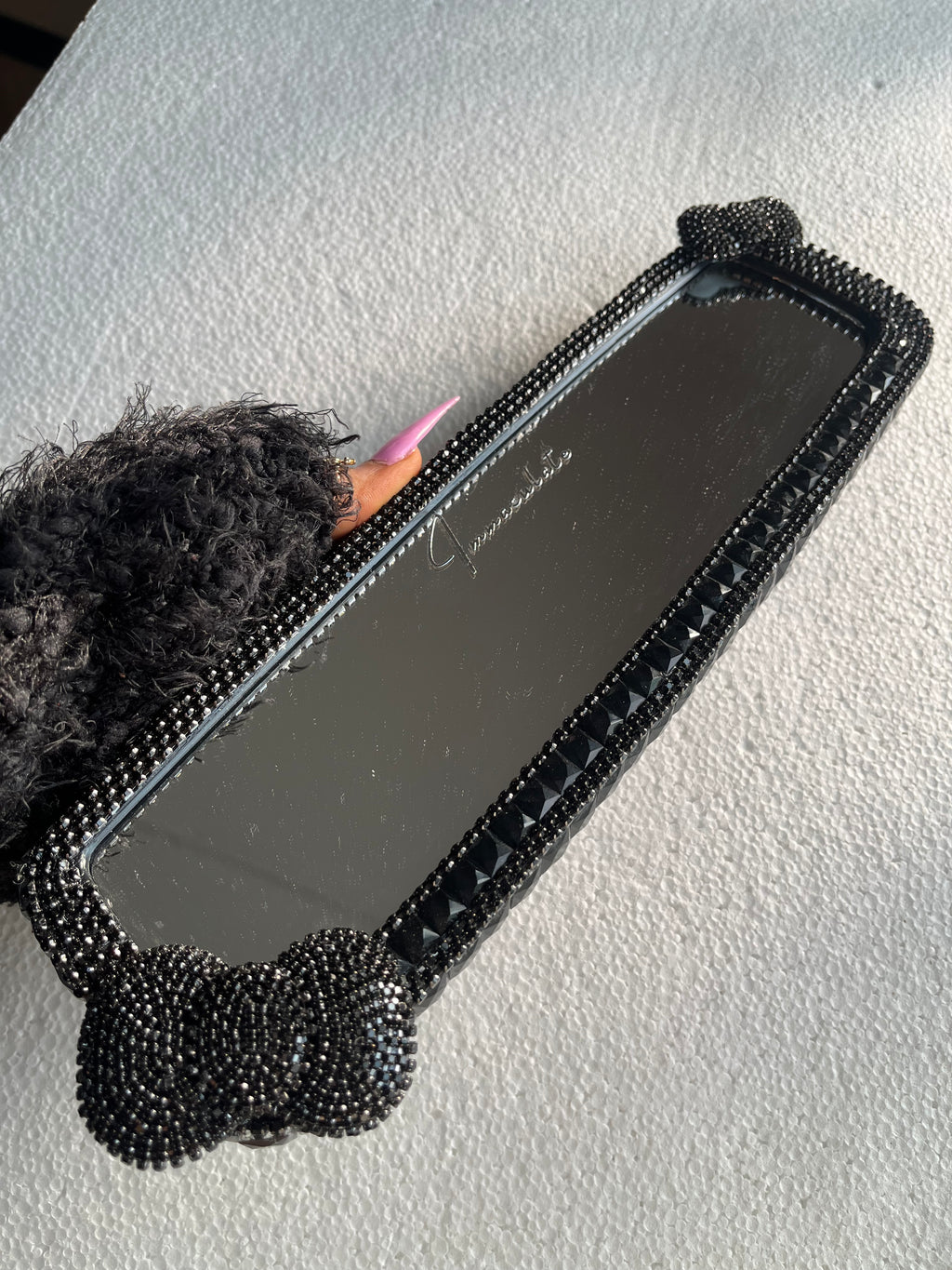 Bow (double) Black car rear view mirror cover decor