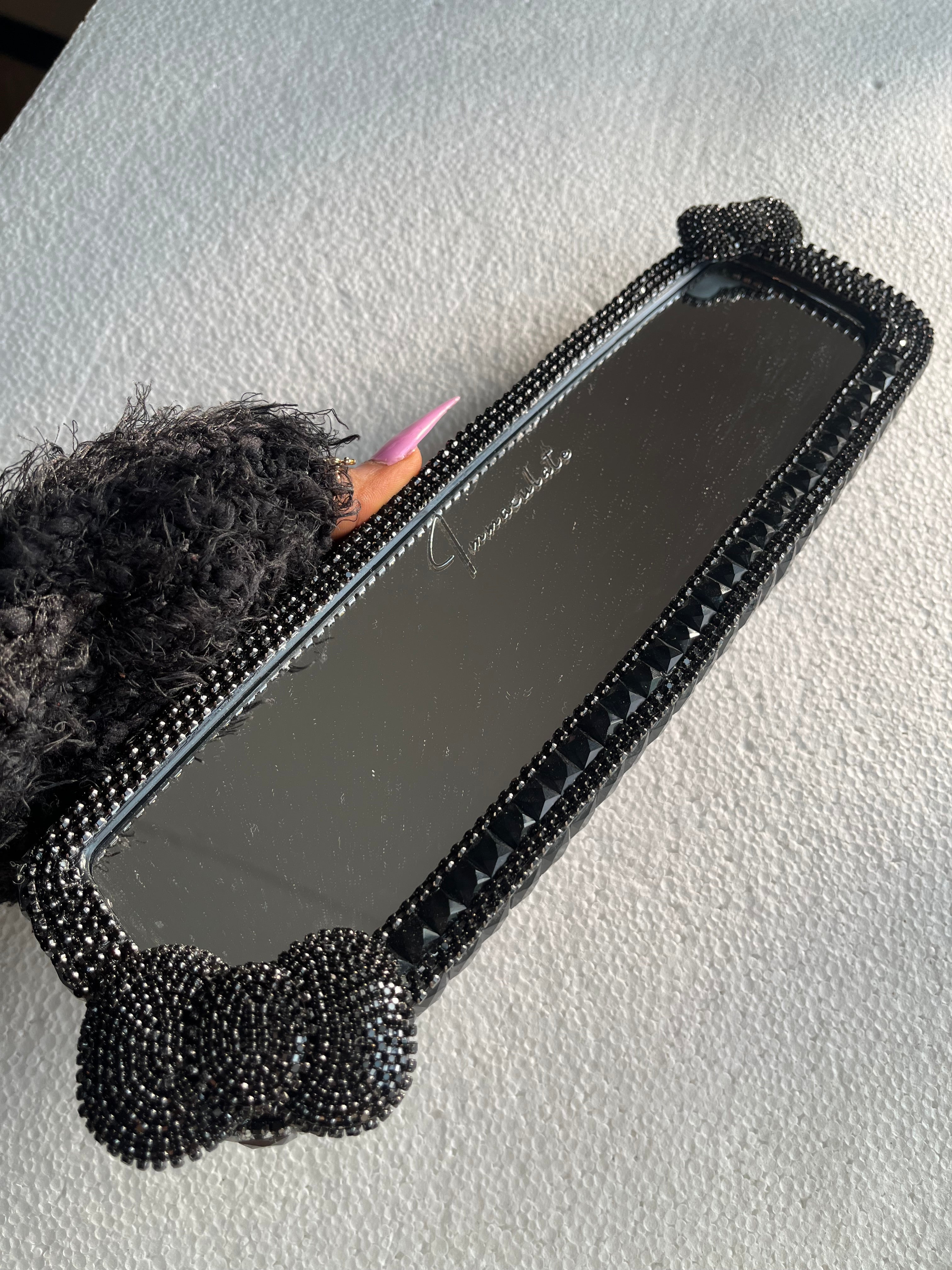 Bow (double) Black car rear view mirror cover decor