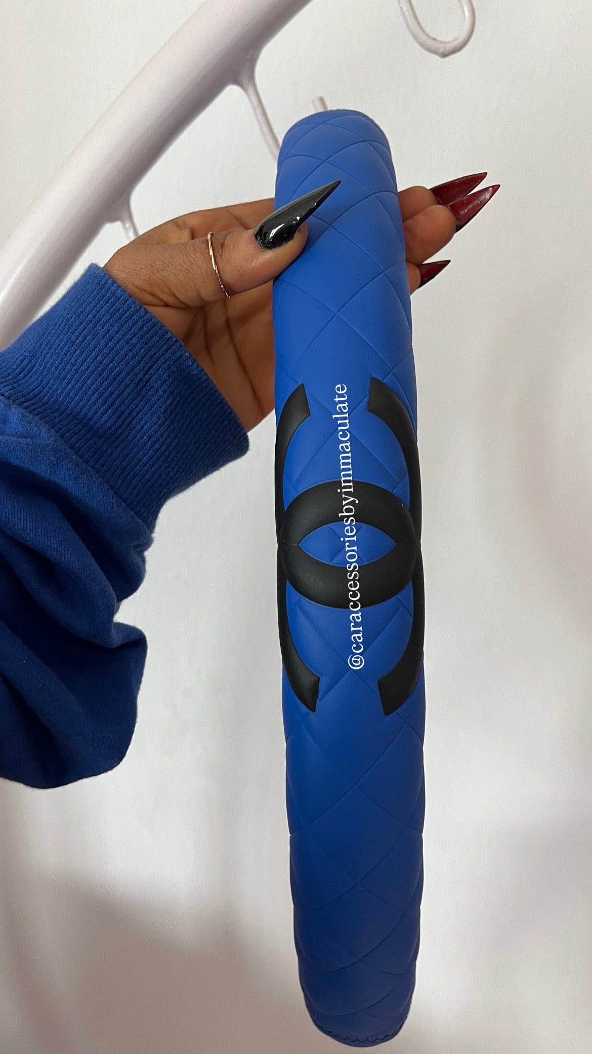 Cc (Royal Blue and Black) car steering wheel cover