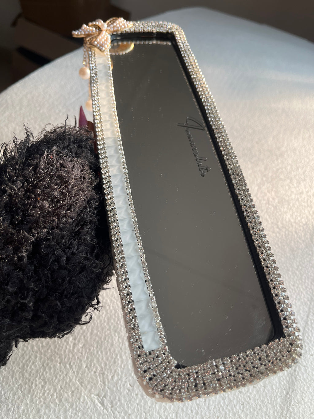 Icy white (plain) diamond encrusted rear view cover