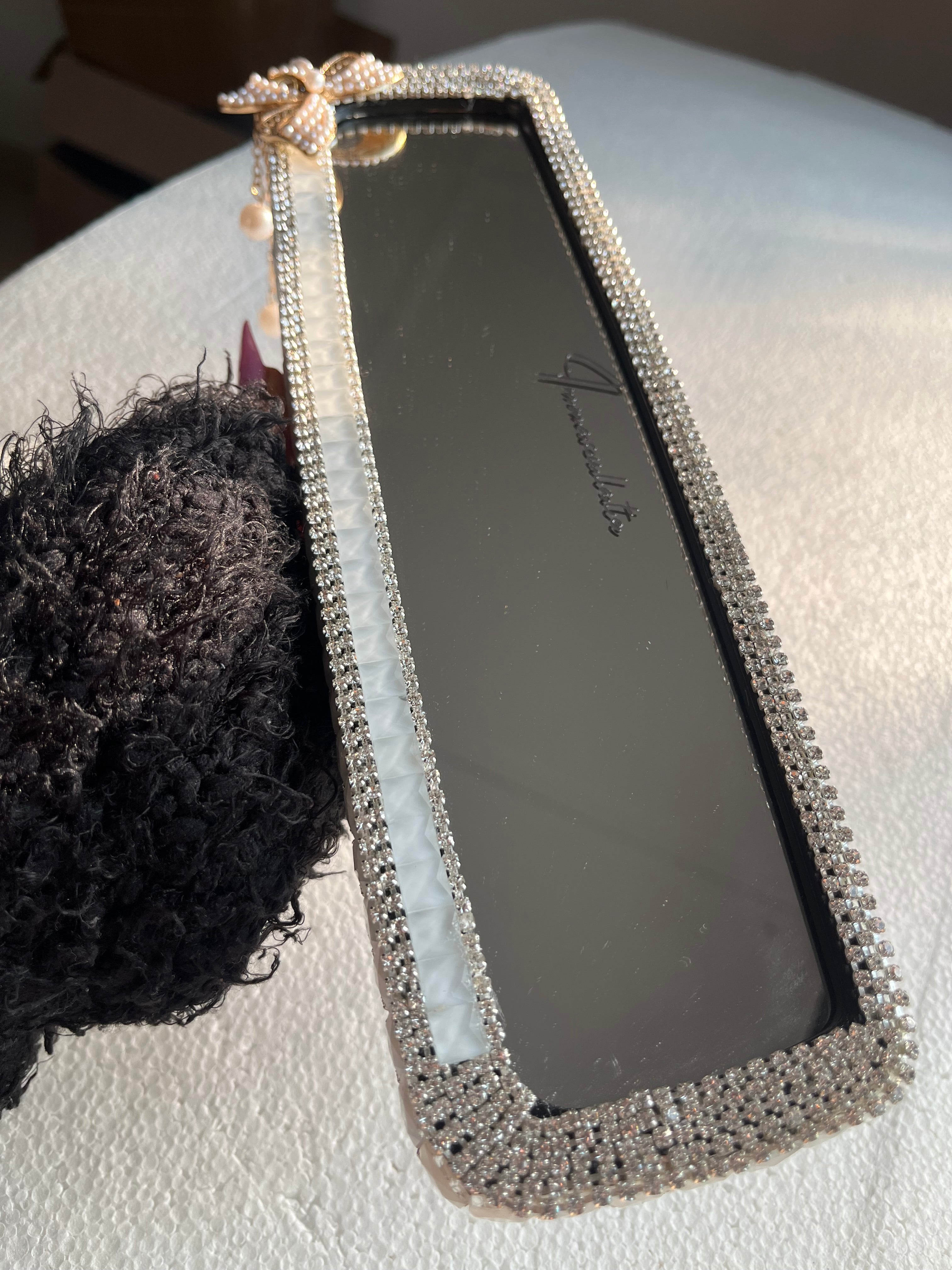 Icy white (plain) diamond encrusted rear view cover