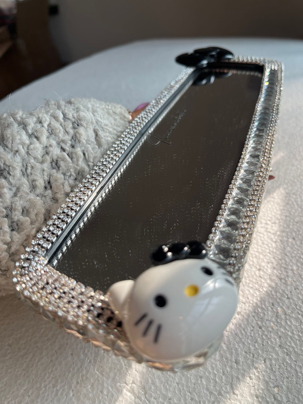 Hello Kitty black crystal clear diamond encrusted rear view mirror cover