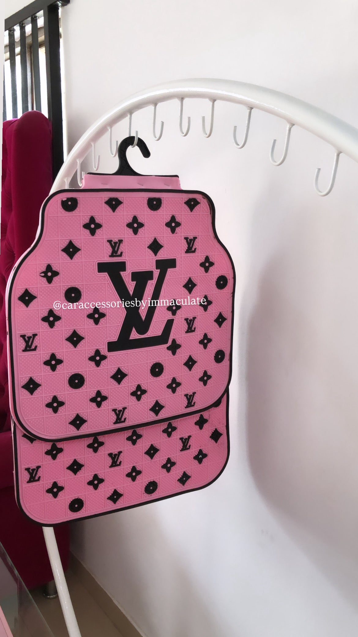 LV monogram (pink Barbie and black) 5pcs car mat
