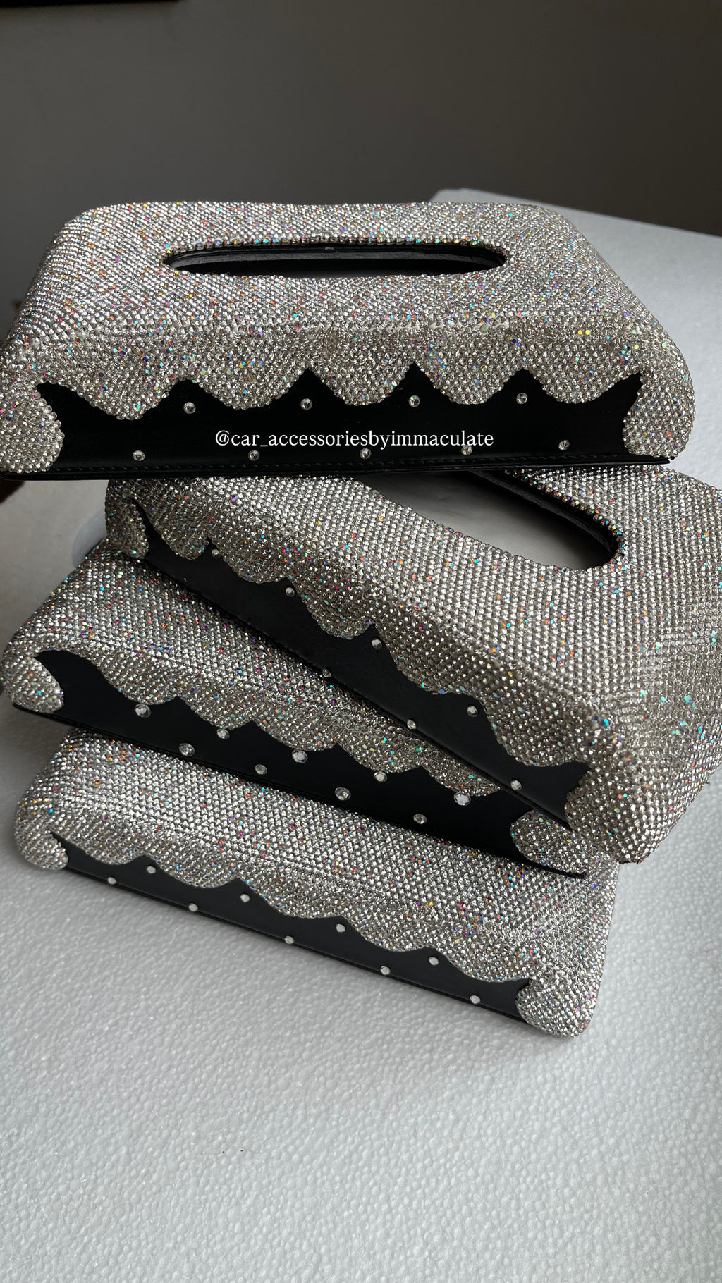 Rhinestone bling car tissue box