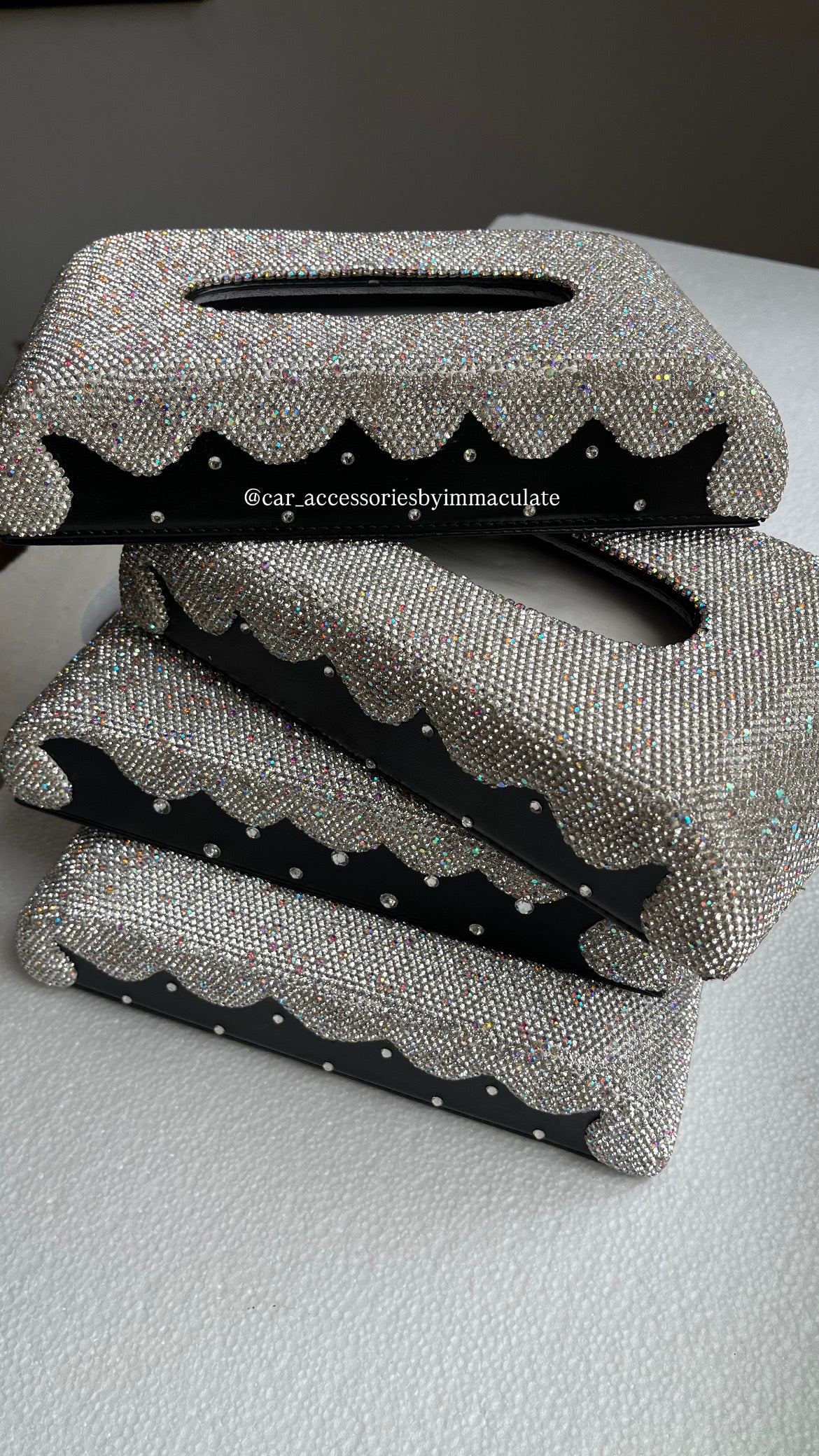 Rhinestone bling car tissue box