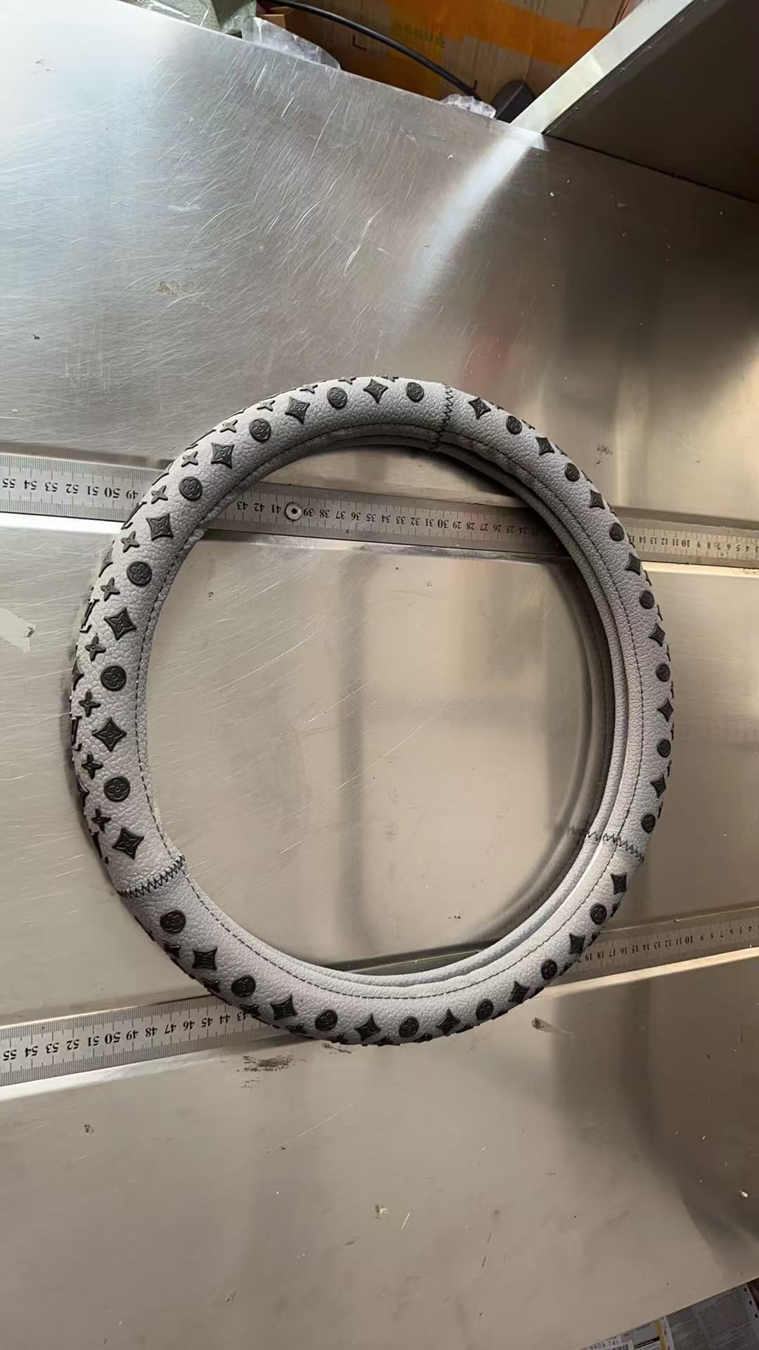 LV (Ash and black) car steering wheel cover
