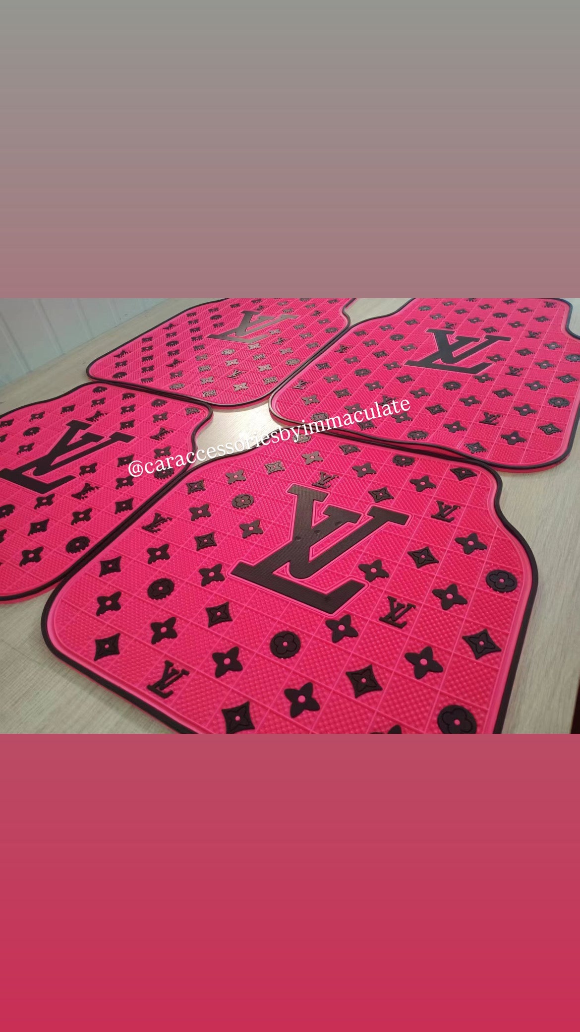LV  monogram(extreme hot pink and black) 5pcs mats