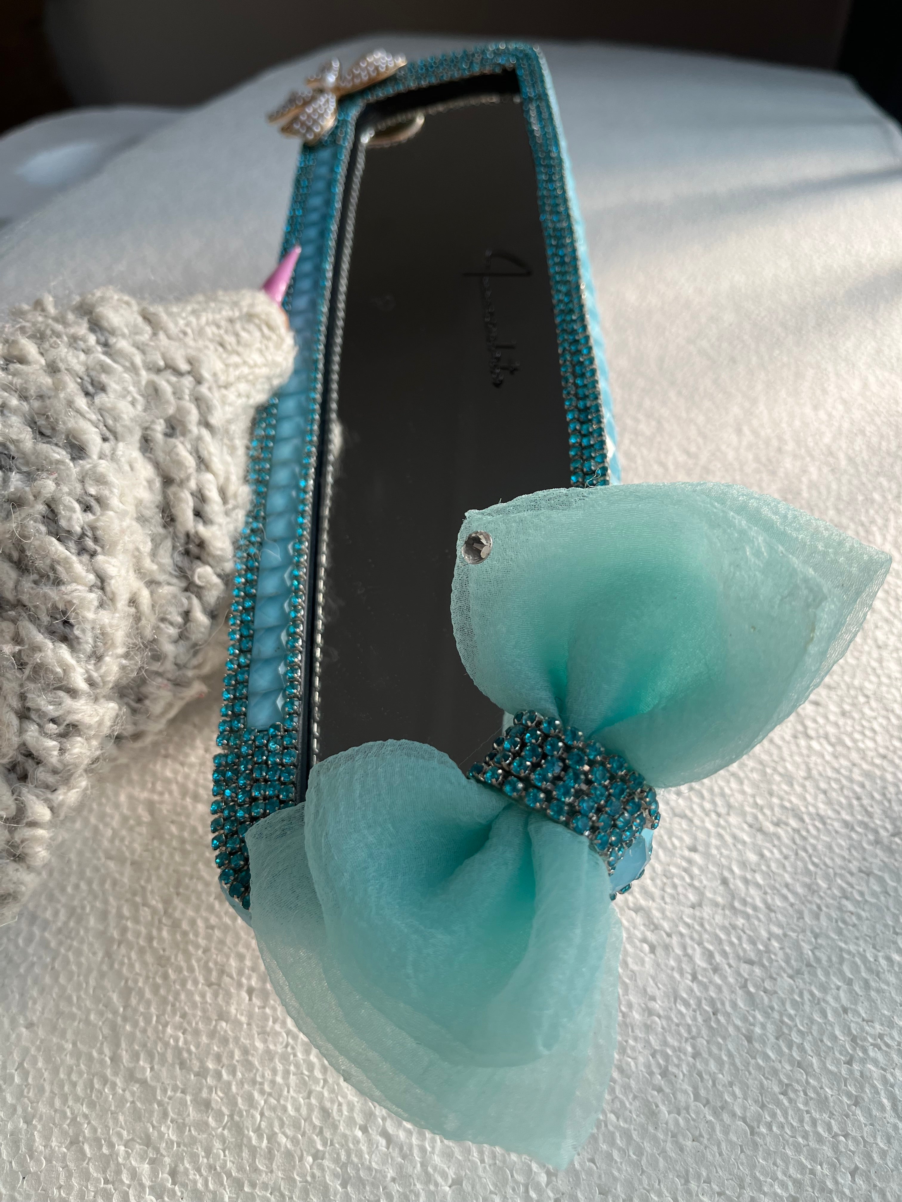 Tiffany blue Diamond encrusted rear view mirror cover