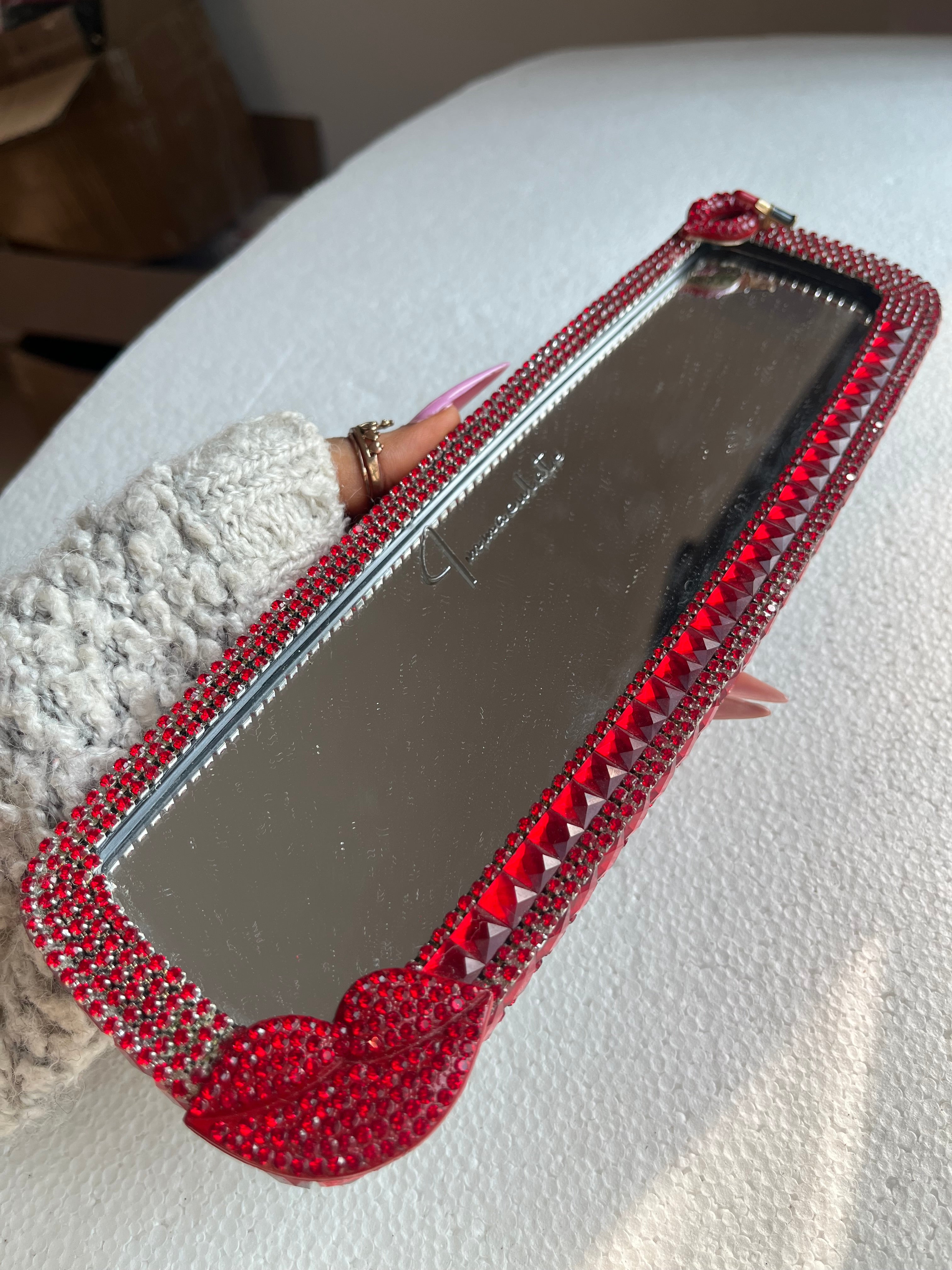 Lips👄 and Kiss💋(Red) Diamond encrusted car rear view mirror cover decor