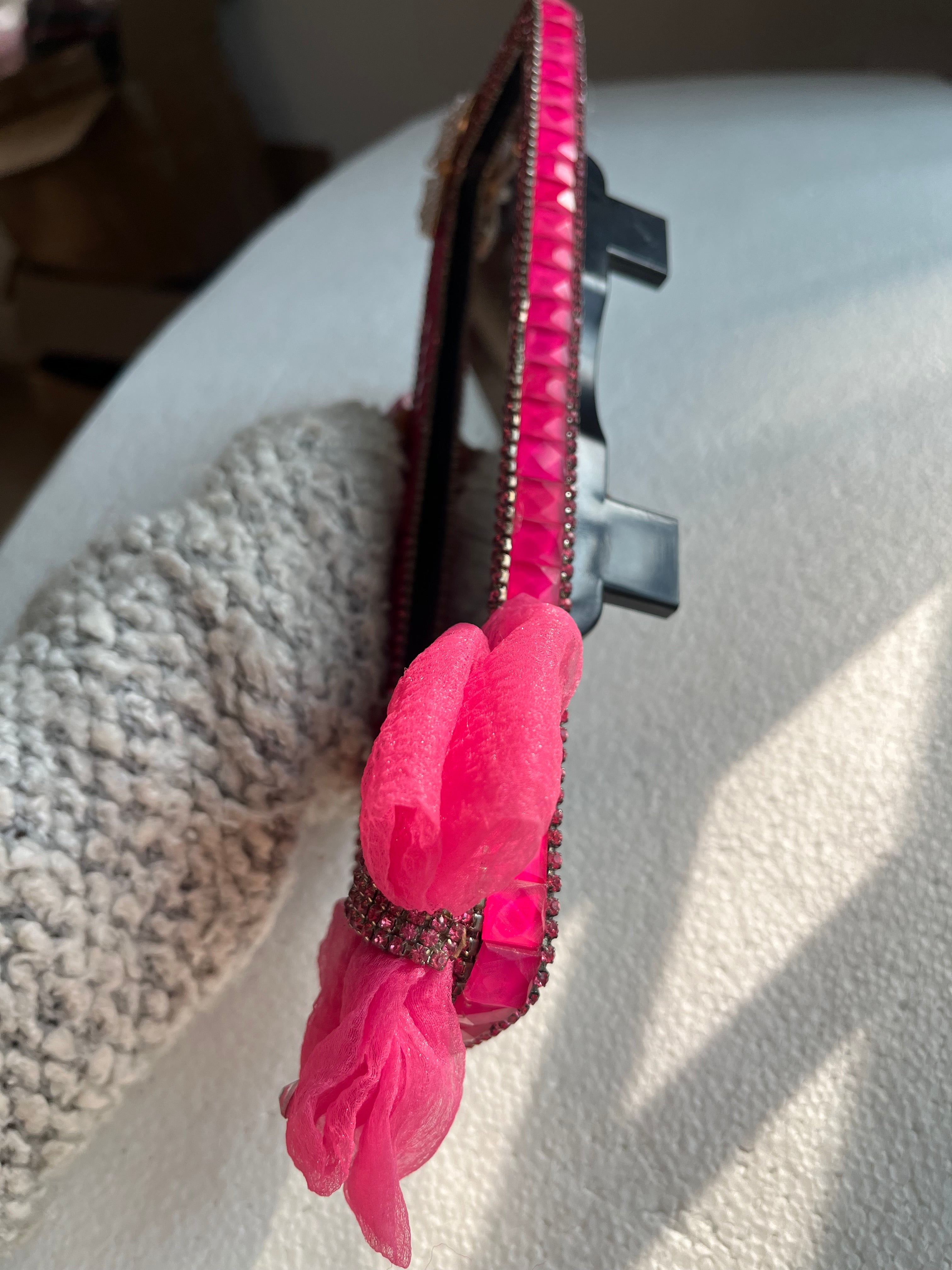 Ribbon🎀 (Hot Pink) Diamond encrusted car rear view mirror cover