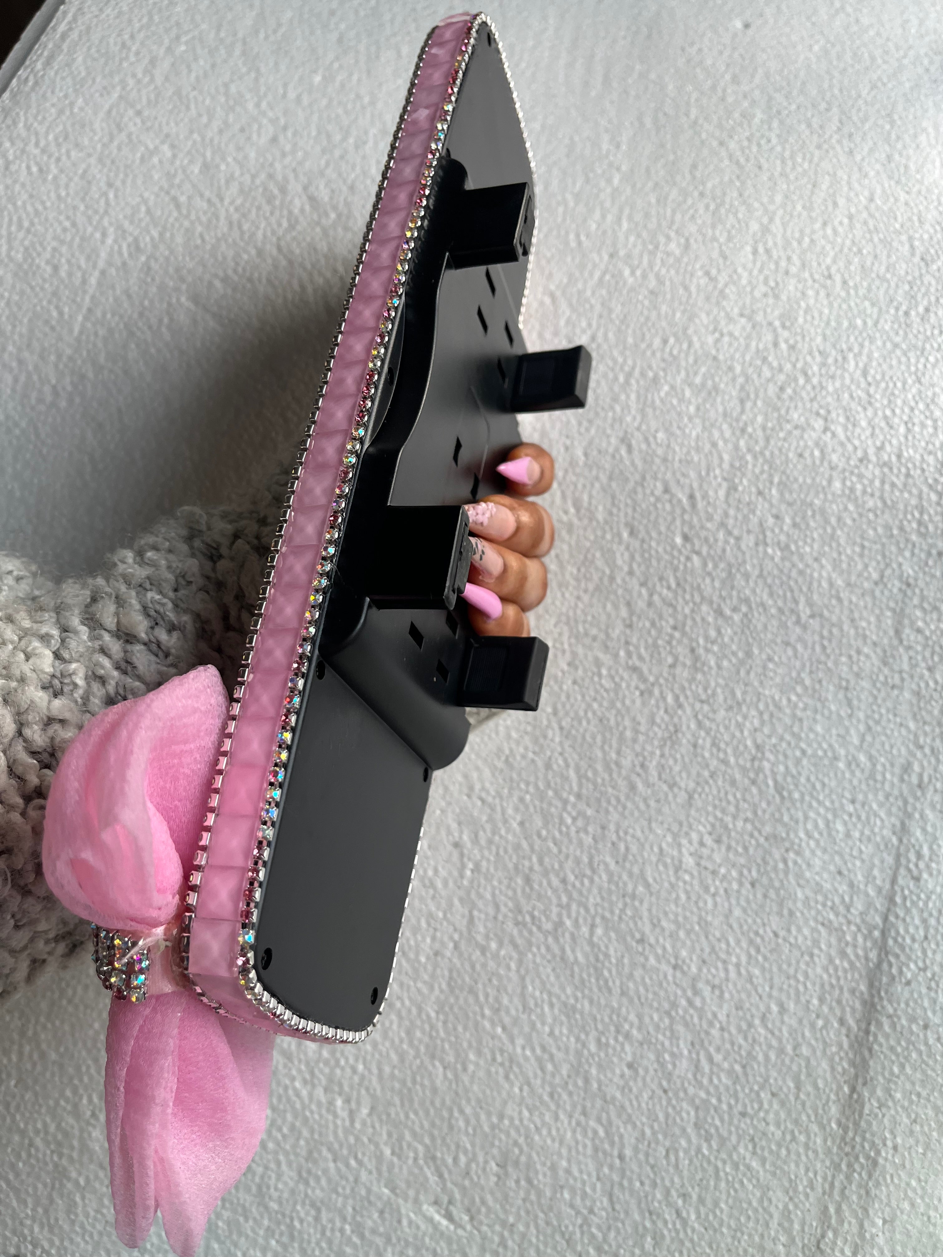 Ribbon 🎀 (Pink) Diamond encrusted car rear view mirror cover decor