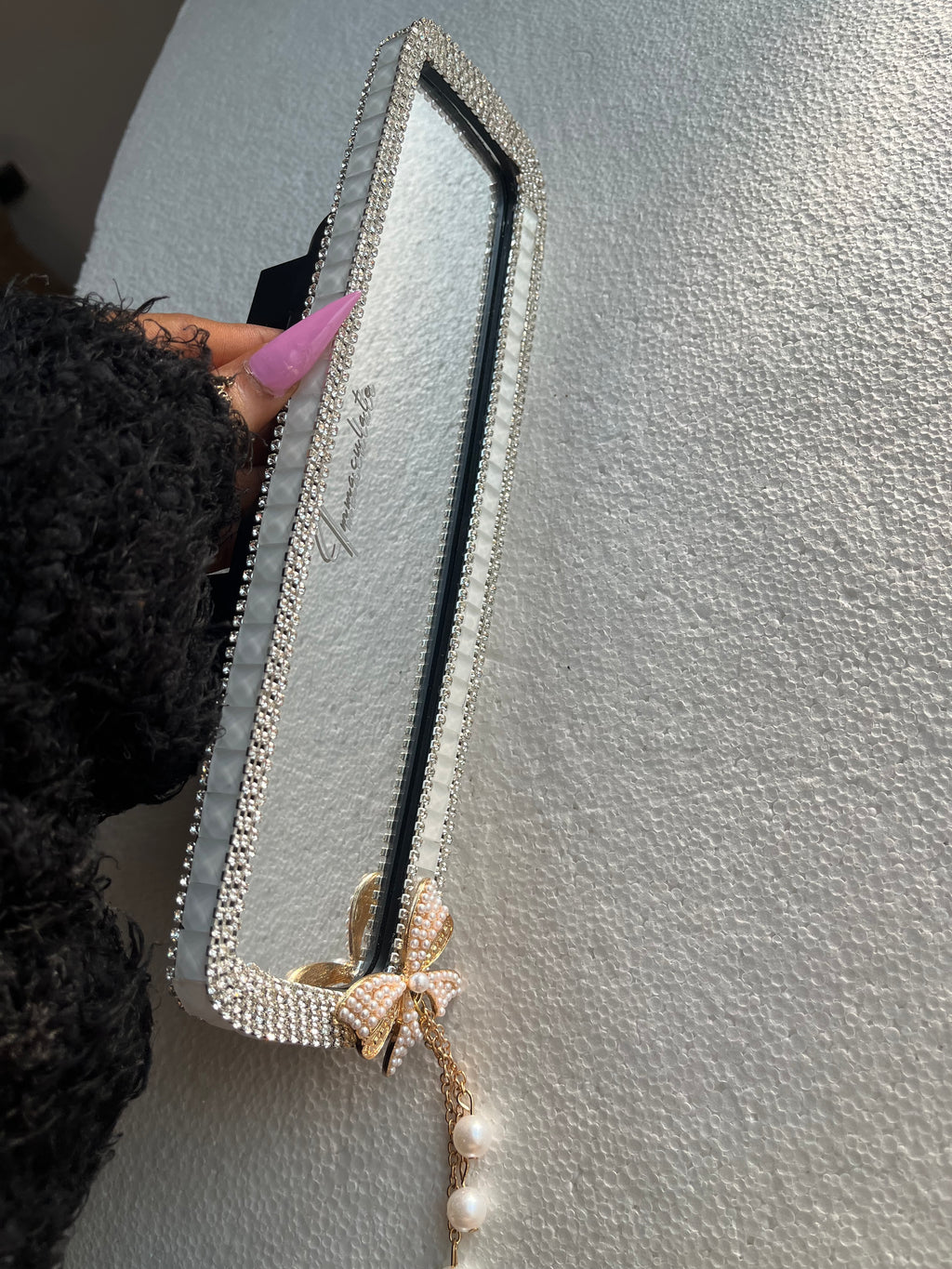 Icy white (plain) diamond encrusted rear view cover