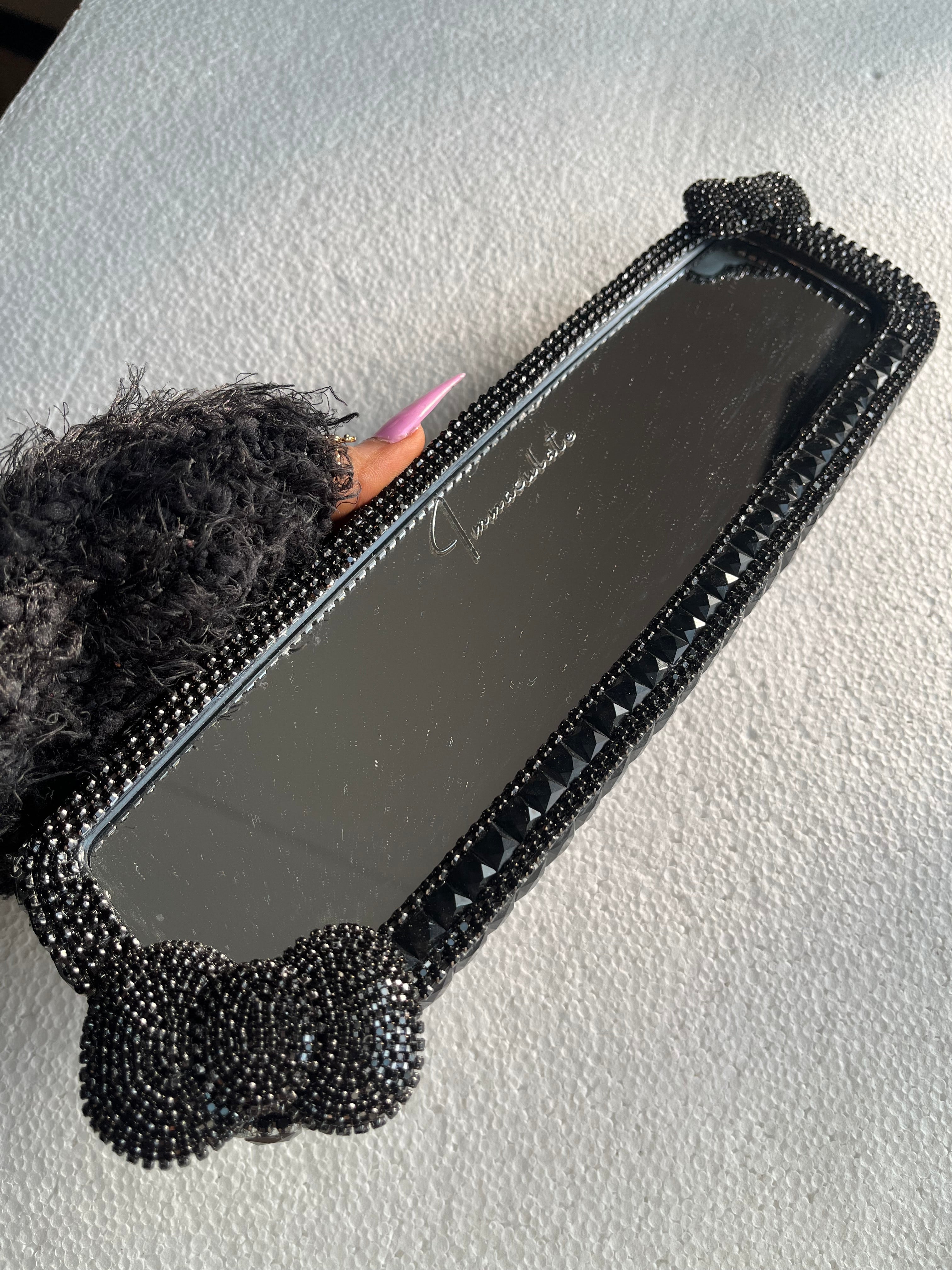 Bow (double) Black car rear view mirror cover decor