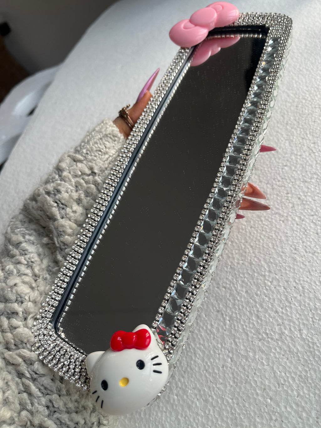 Hello Kitty Pink crystal clear diamond encrusted rear view mirror cover