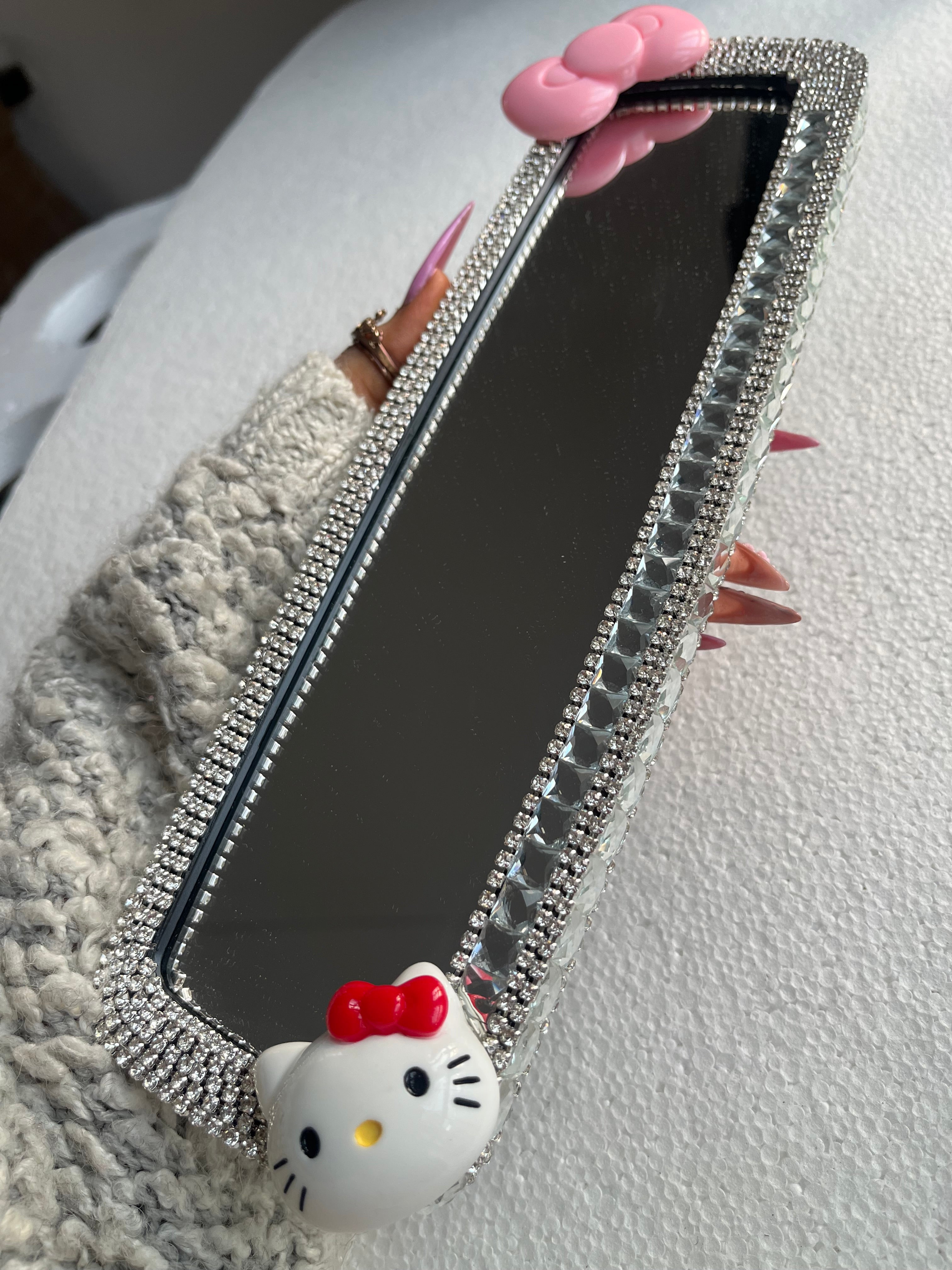 Hello Kitty Pink crystal clear diamond encrusted rear view mirror cover