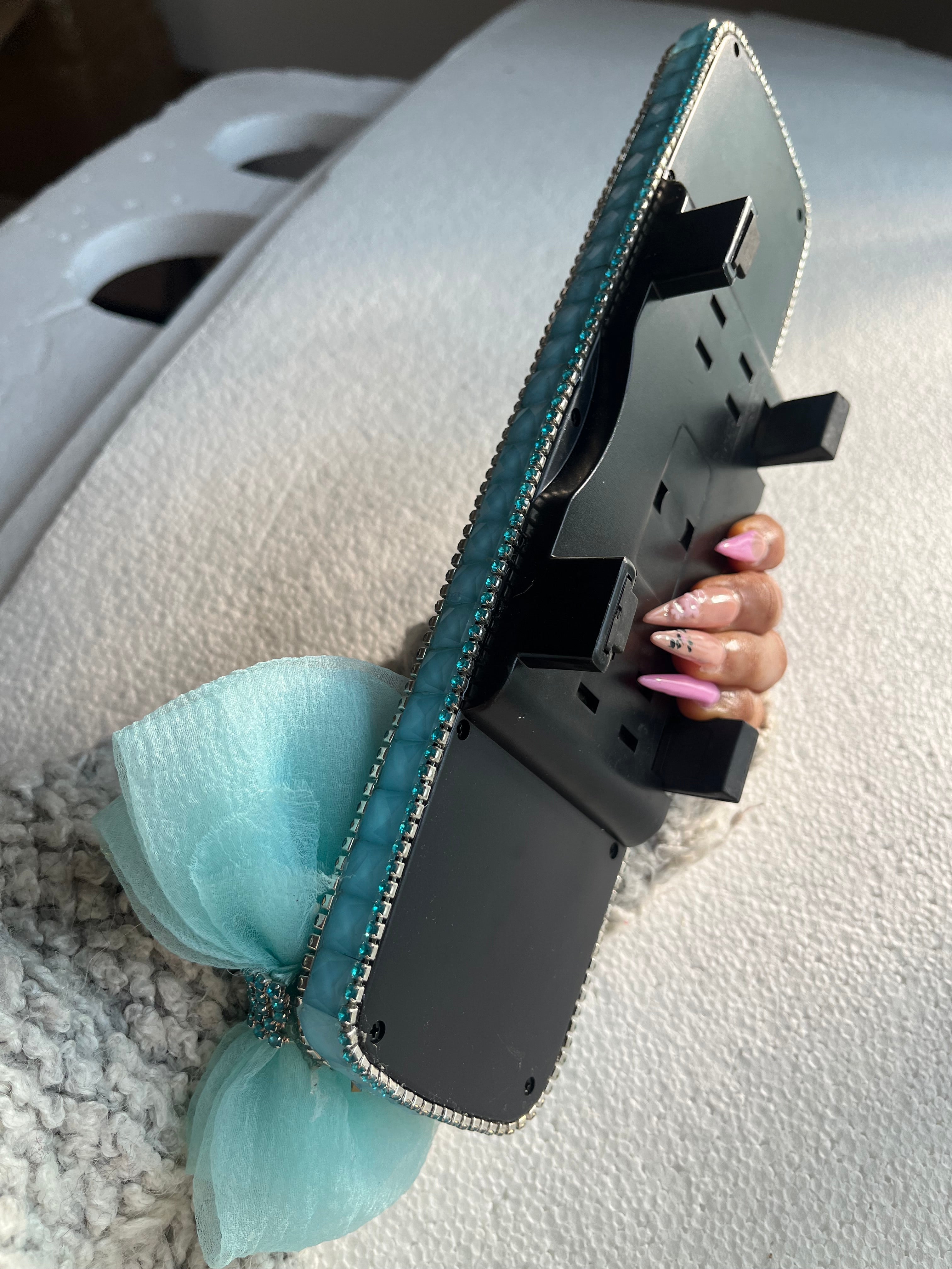 Tiffany blue Diamond encrusted rear view mirror cover
