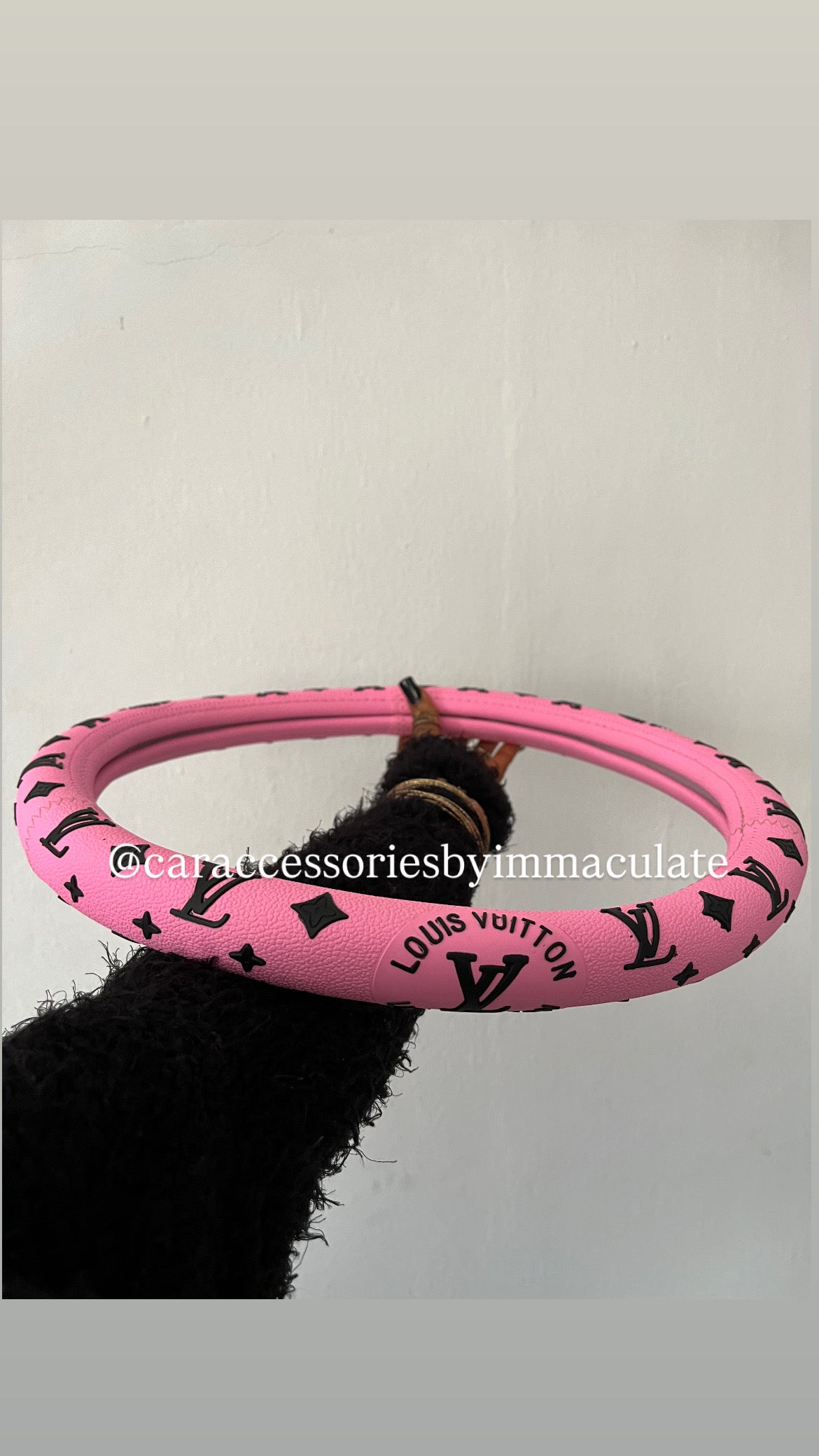 LV (Pink Barbie and Black) steering wheel cover