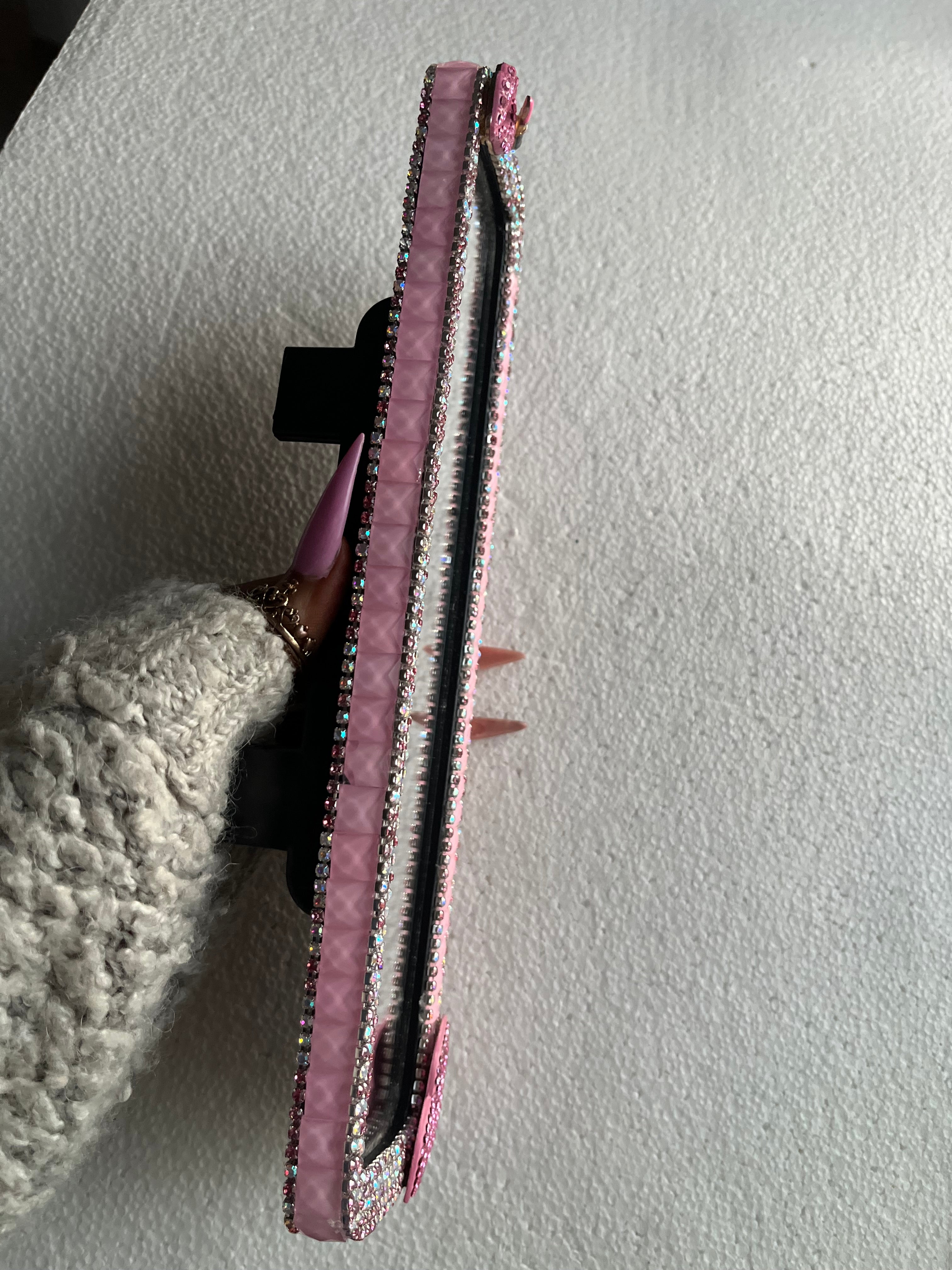 Lips👄 and Kiss💋(Pink)Diamond encrusted rear view mirror cover