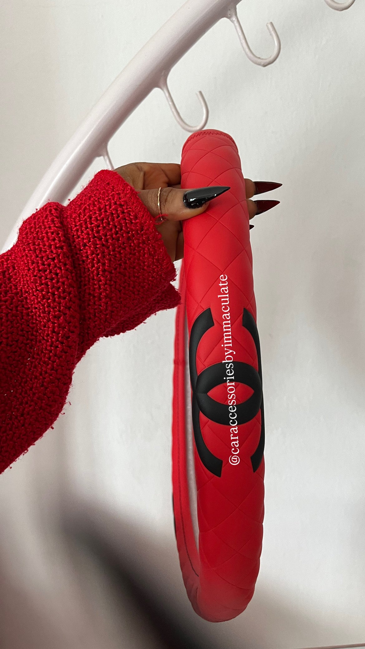 Cc (Red and Black) car steering wheel cover