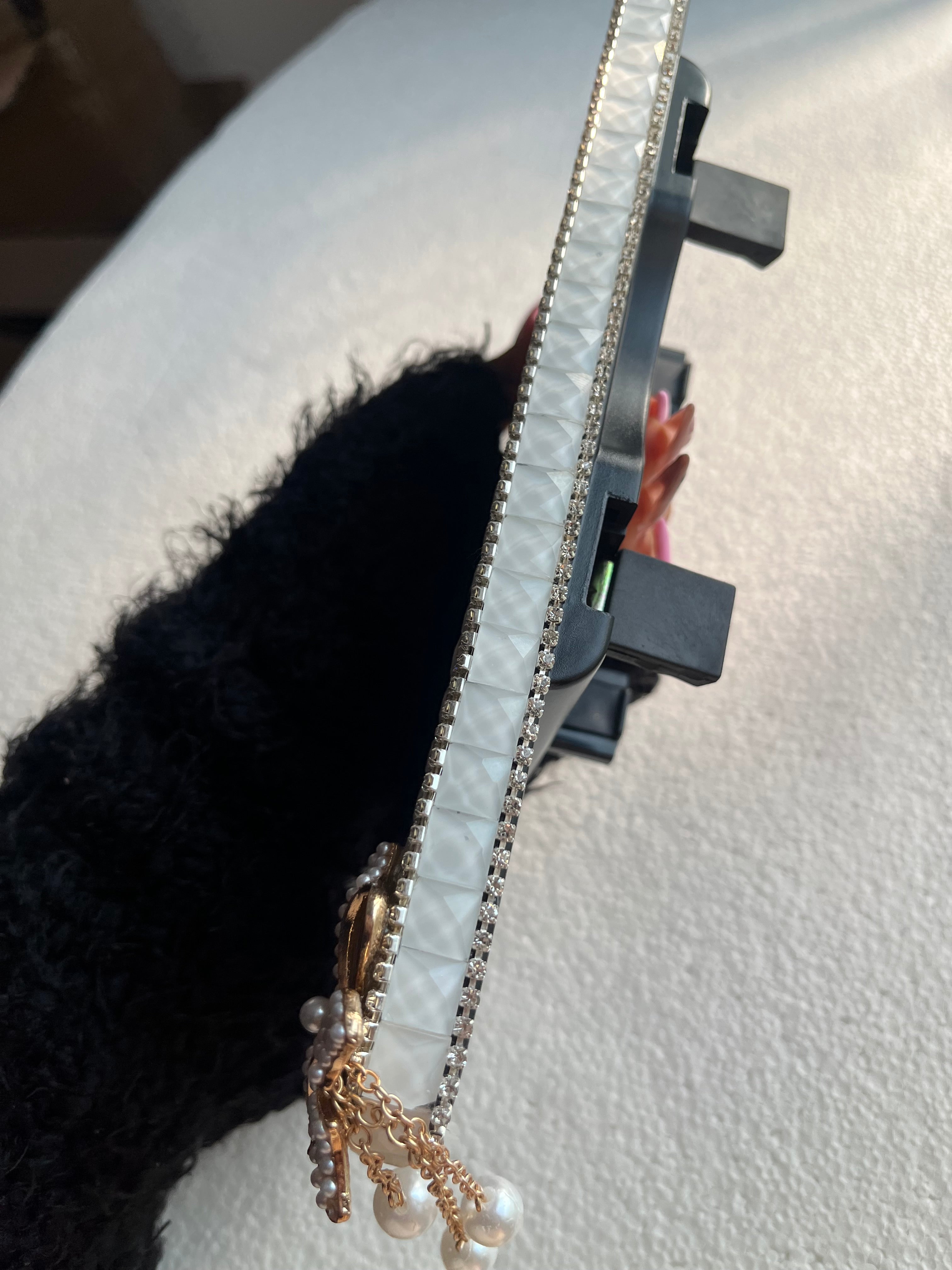 Icy white (plain) diamond encrusted rear view cover