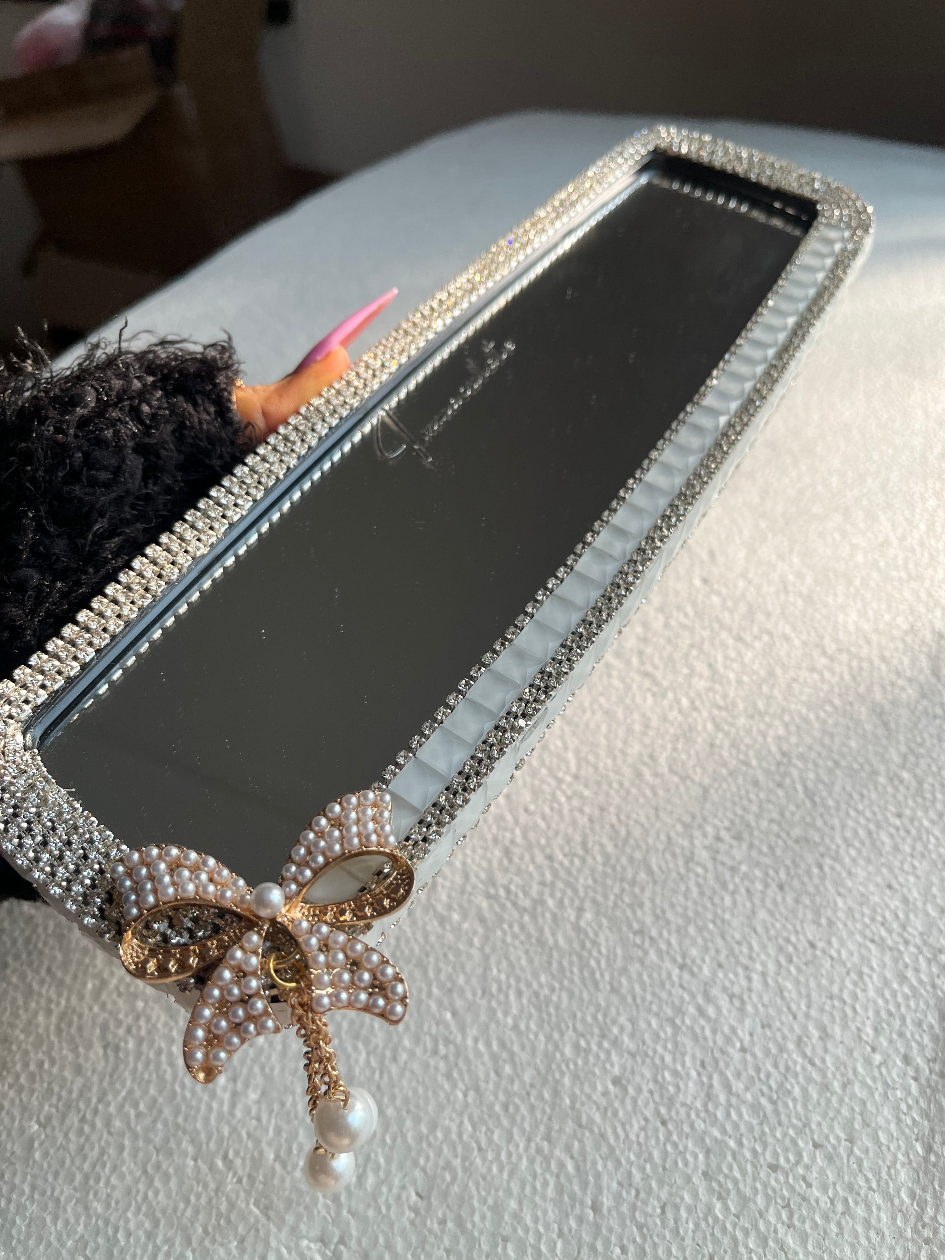 Icy white (plain) diamond encrusted rear view cover