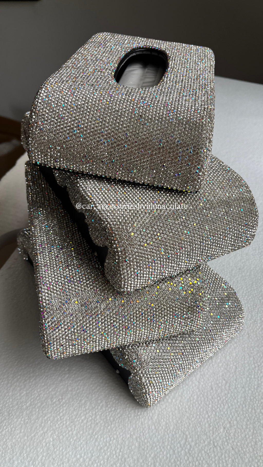 Rhinestone bling car tissue box