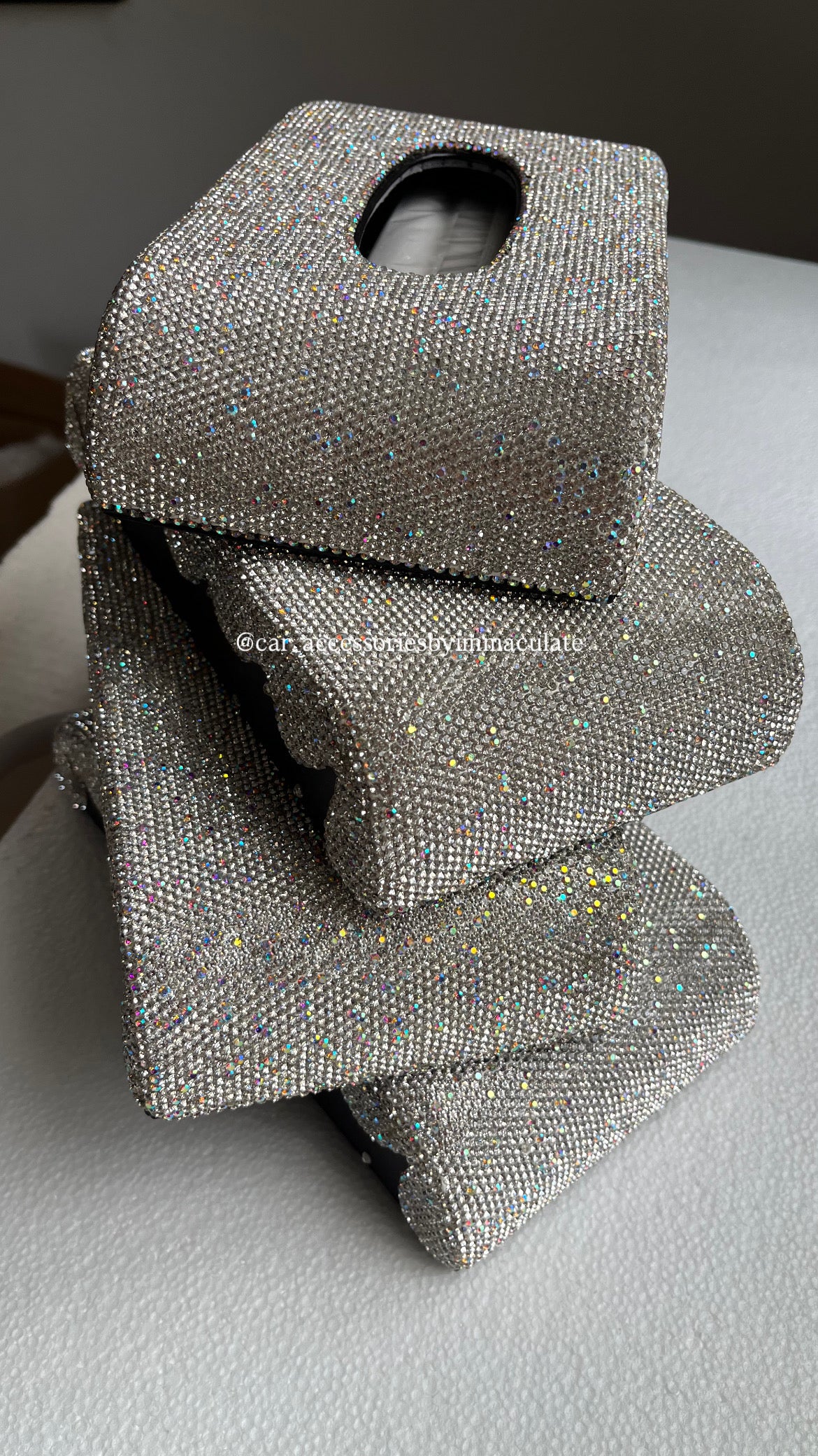 Rhinestone bling car tissue box