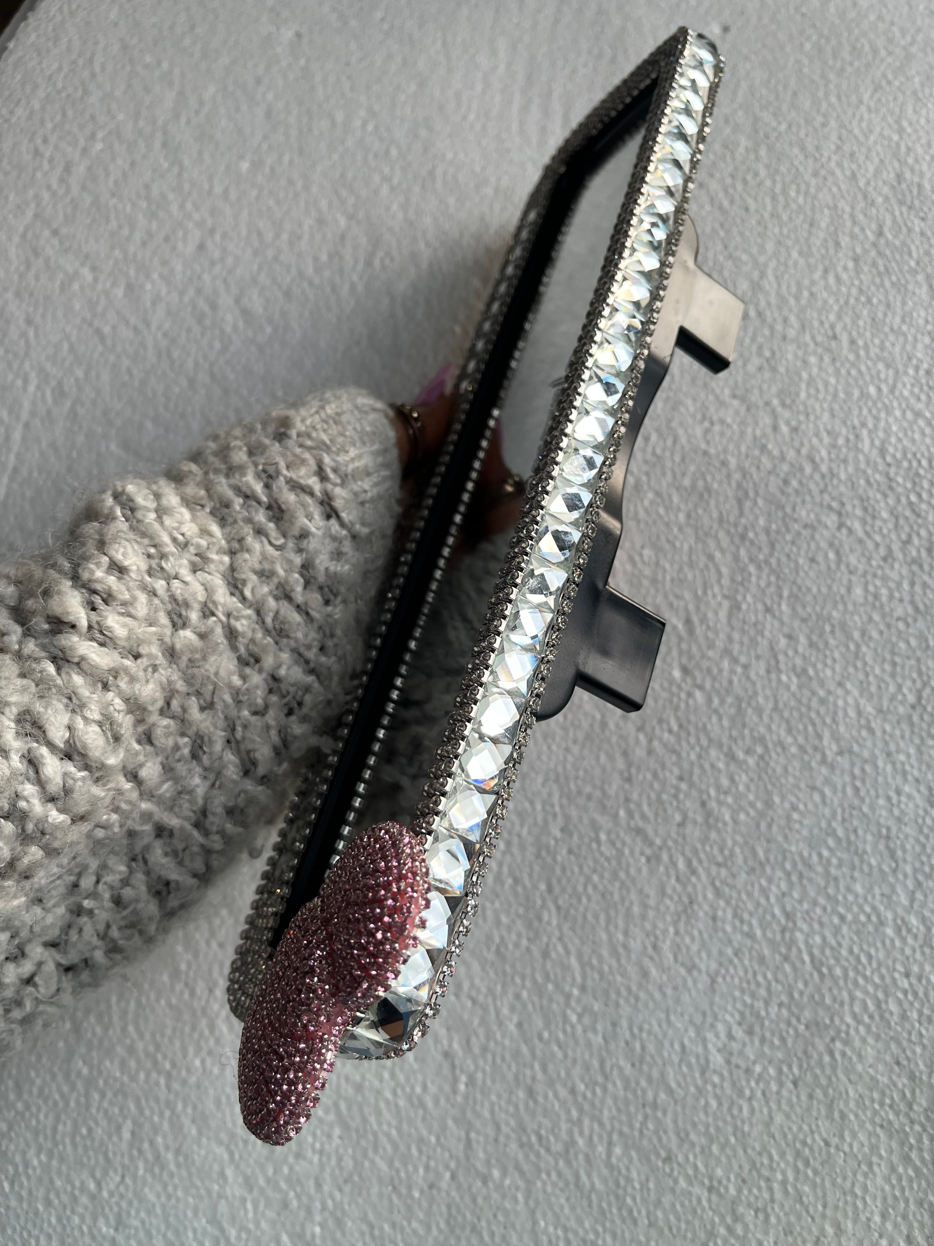 Crystal (clear & single pink bow) Diamond encrusted car rear view mirror cover decor