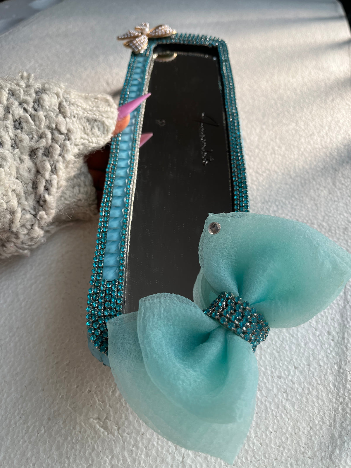 Tiffany blue Diamond encrusted rear view mirror cover