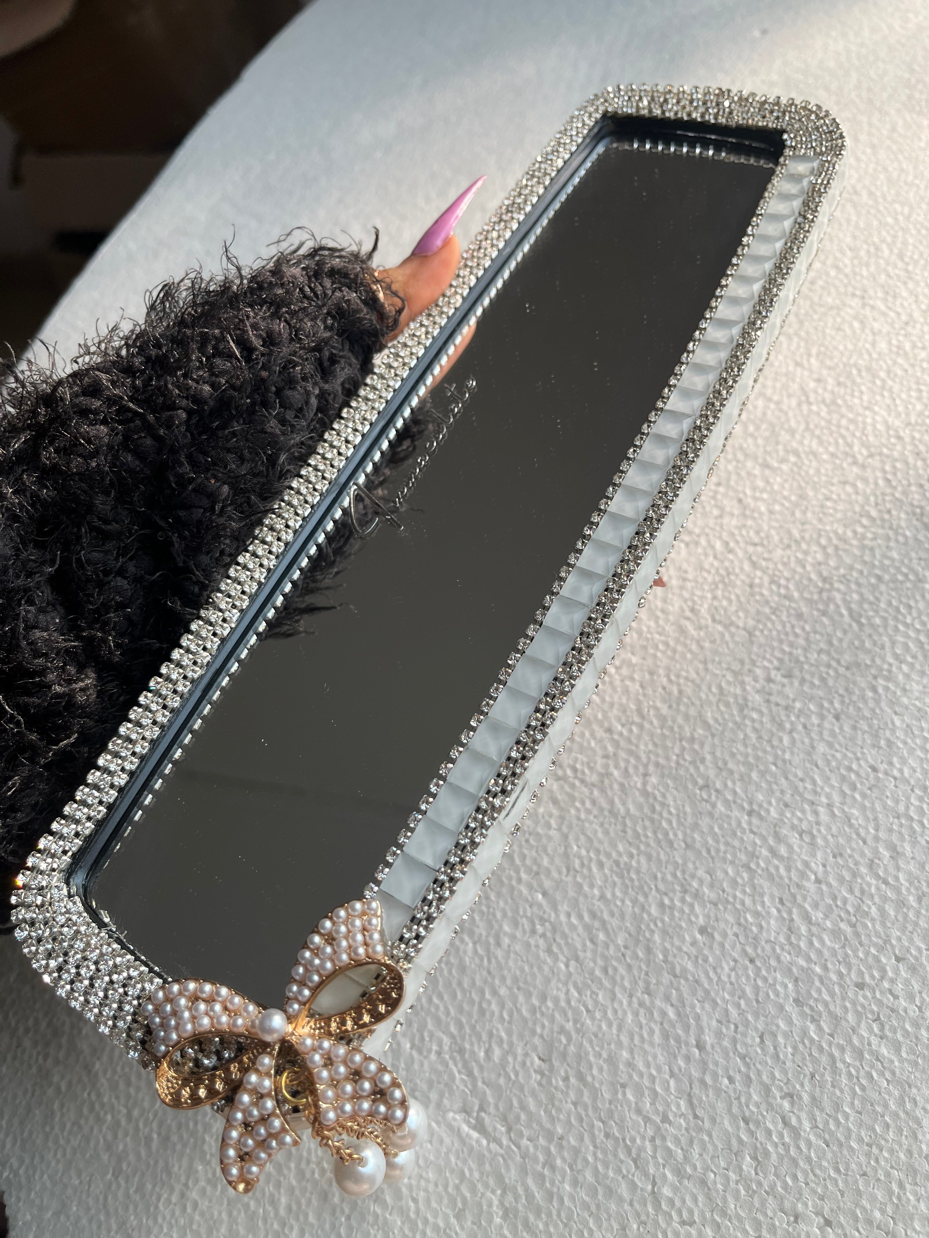 Icy white (plain) diamond encrusted rear view cover